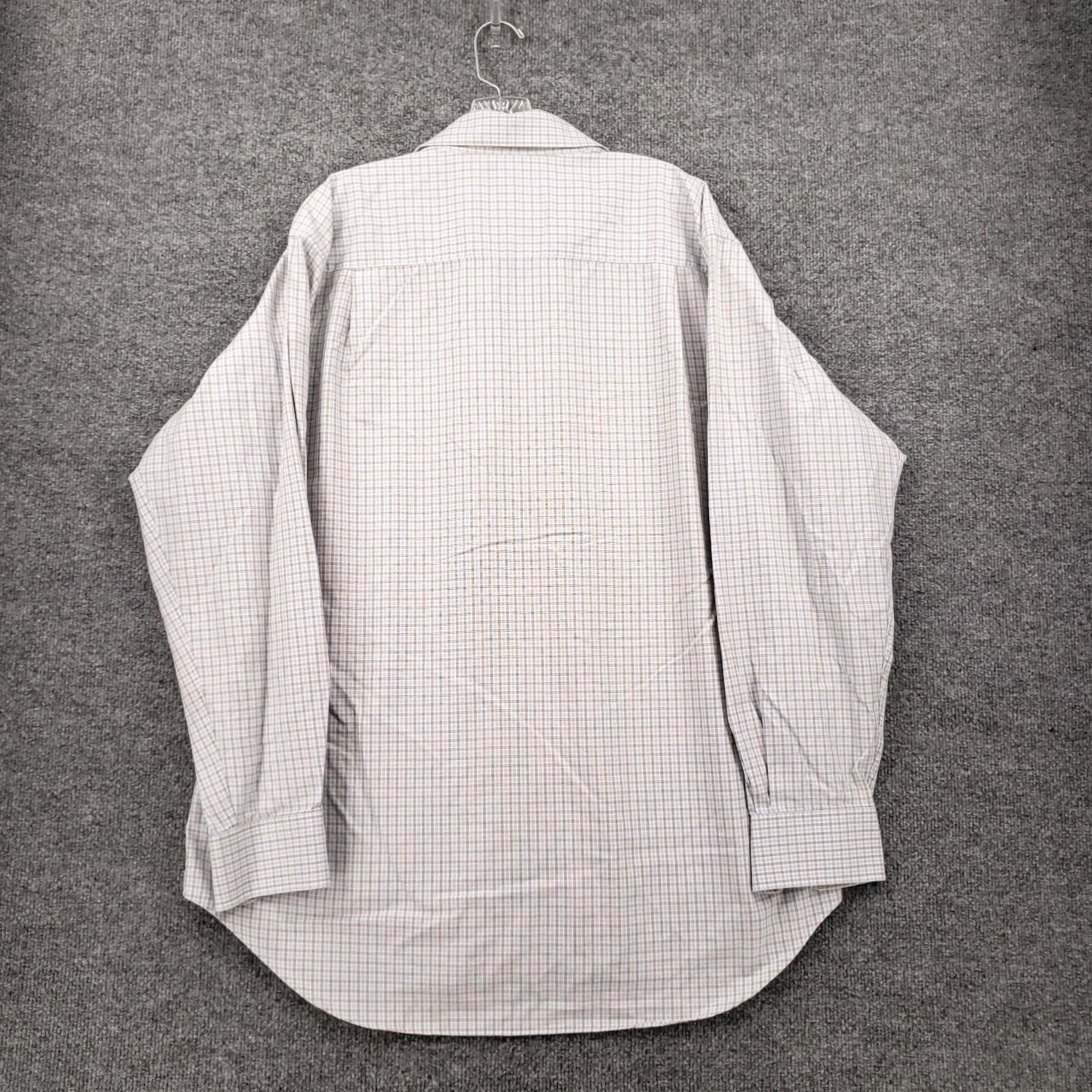 David Donahue David Donahue Dress Shirt Mens 17 34 36 Beige Button Up Long Sleeve Cotton Plaid Shirt Size 46R - 2 Thumbnail