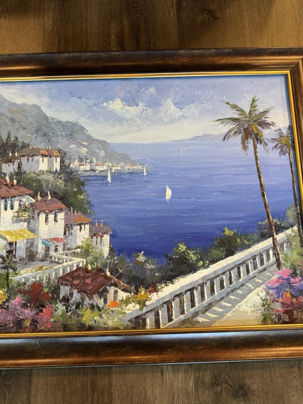 Other Original Signed Oil Painting Mediterranean Coastal Village S Size ONE SIZE - 6 Thumbnail