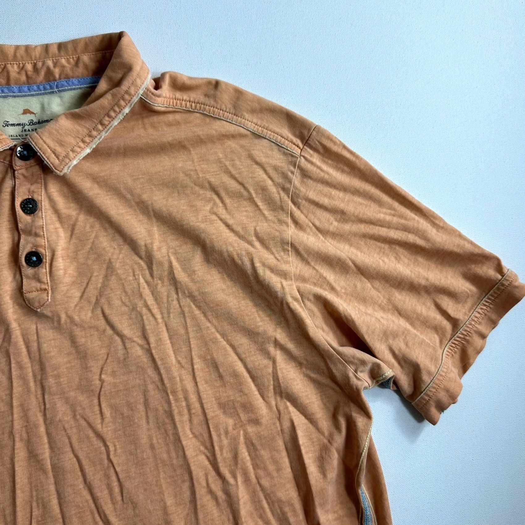 Tommy Bahama Tommy Bahama Jeans Island Modern Fit Cotton Orange Polo Shirt Men XL Distressed Size US XL / EU 56 / 4 - 4 Thumbnail