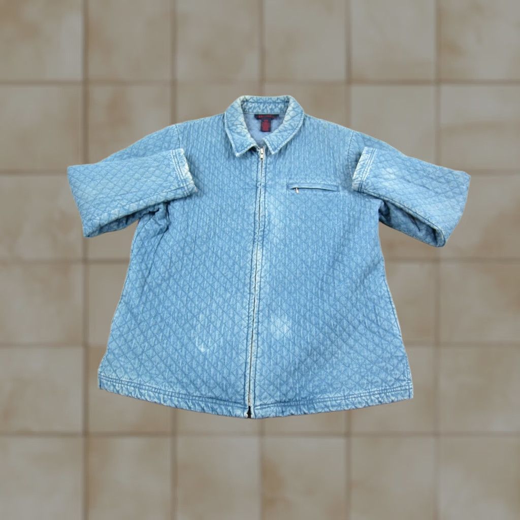 Denim & Co. Vintage Denim & Co Jacket Womens Large Blue Quilted Bomber Full Zip Cotton 90s Size L / US 10 / IT 46 - 1 Thumbnail