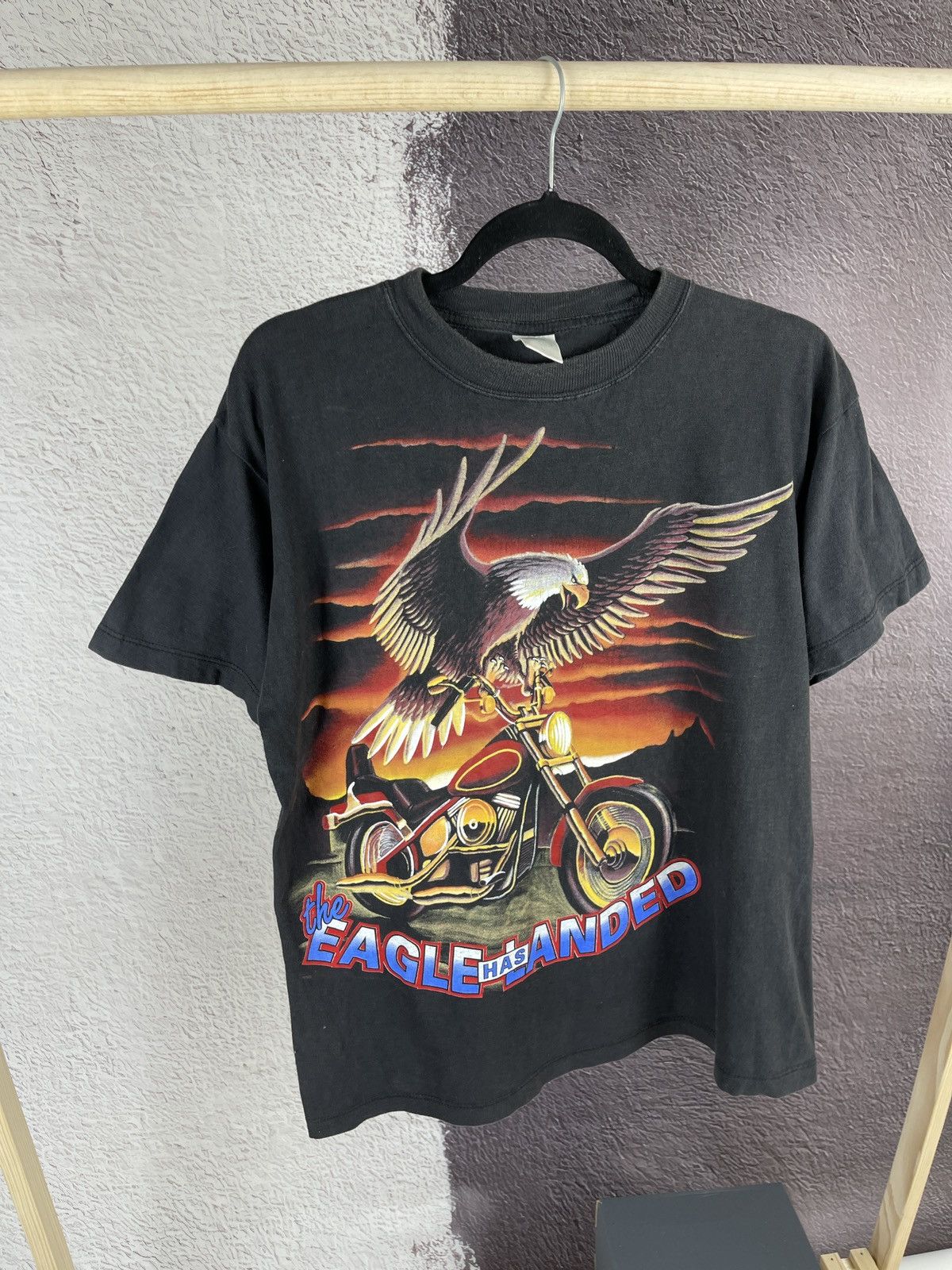 Vintage Vintage 90s the eagle has landed band tee motorcycle shirt Size US L / EU 52-54 / 3 - 5 Thumbnail
