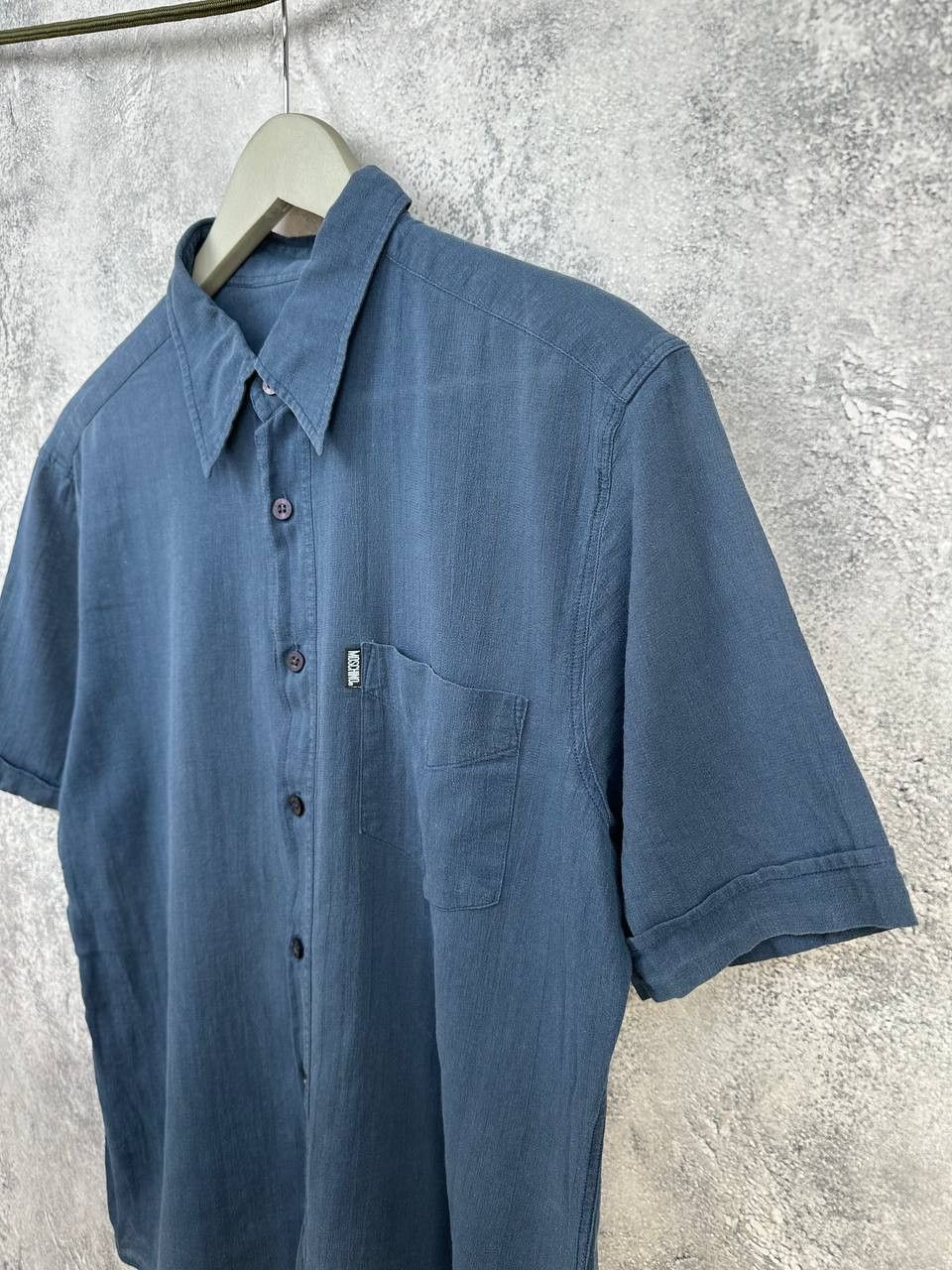 Moschino Moschino Jeans Pure Linen Button Shirt Navy Short Sleeve Size US XL / EU 56 / 4 - 5 Thumbnail