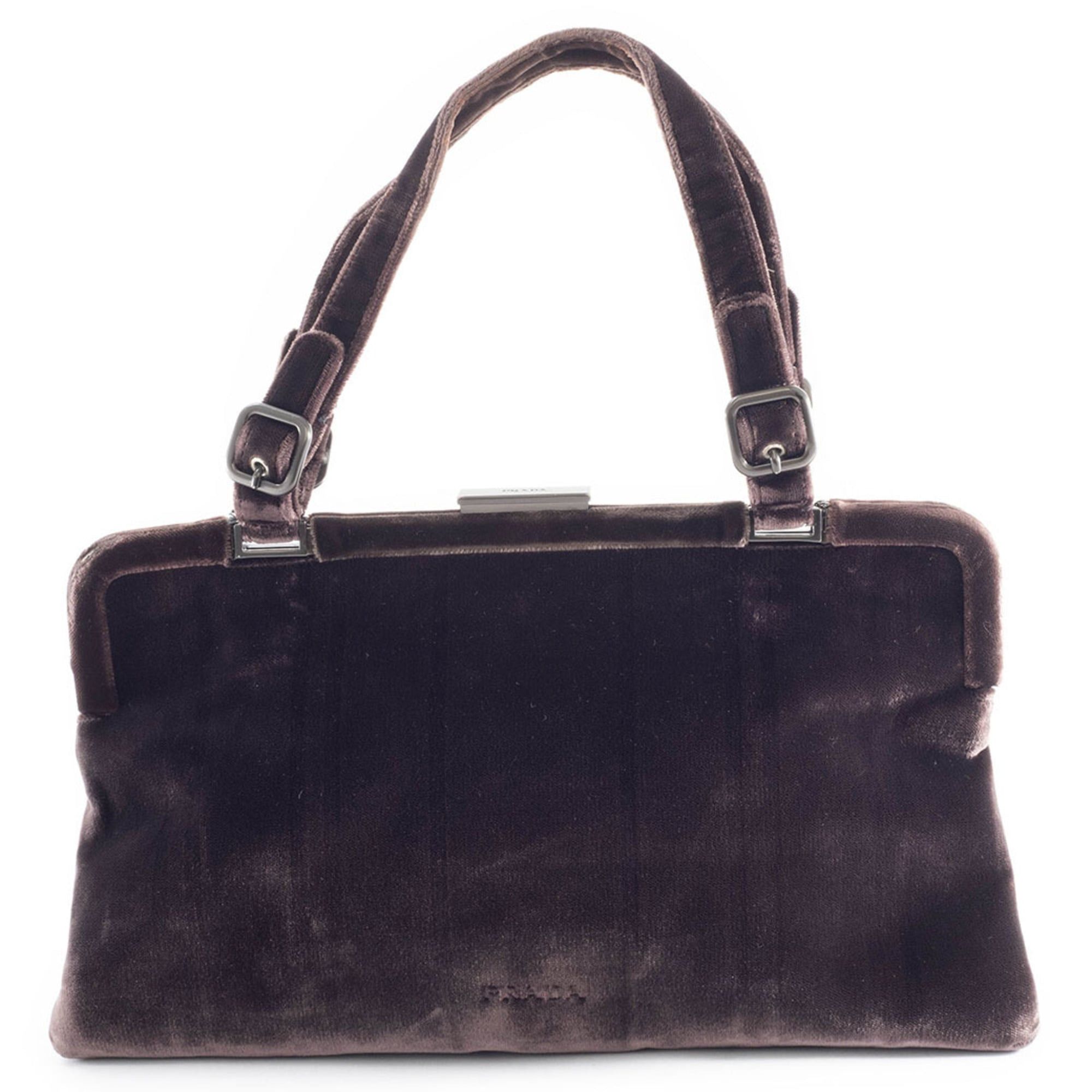 Prada Handbag Velvet Dark Brown Women's PRADA