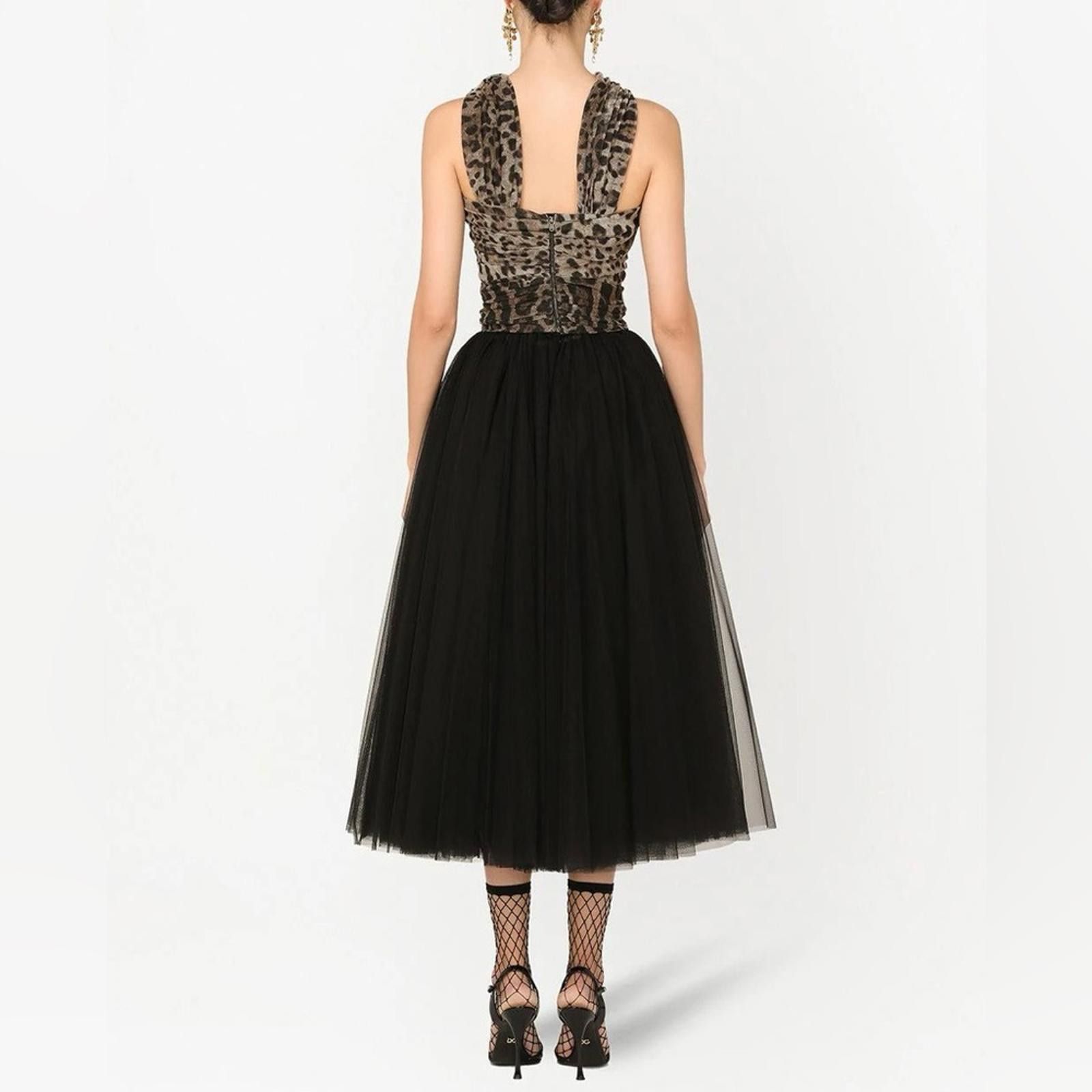 Dolce & Gabbana Dolce & Gabbana Leopard and Black Tulle Gown Size XS / US 0-2 / IT 36-38 - 3 Thumbnail