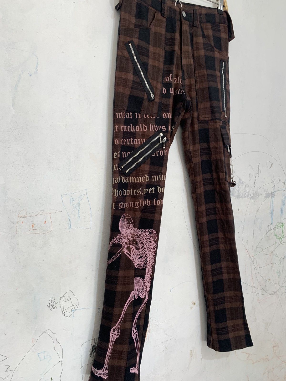 Blackbird × Japanese Brand × Seditionaries Blue bird punk skull plaid bondage pants Size US 28 / EU 44 - 3 Thumbnail