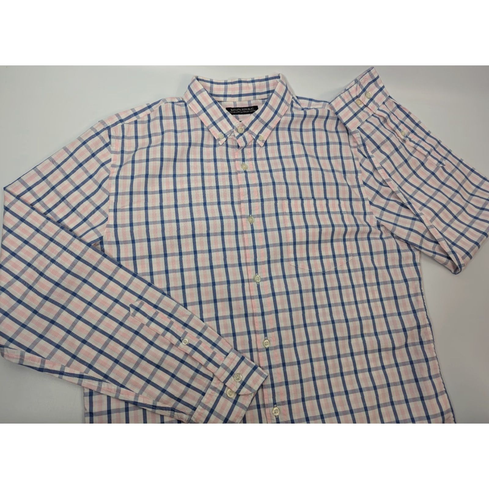Banana Republic Banana Republic Grant Fit Button-Up Shirt L plaid Multicolor Cotton Pinpoint Oxford Mens Regular Size US L / EU 52-54 / 3 - 2 Thumbnail