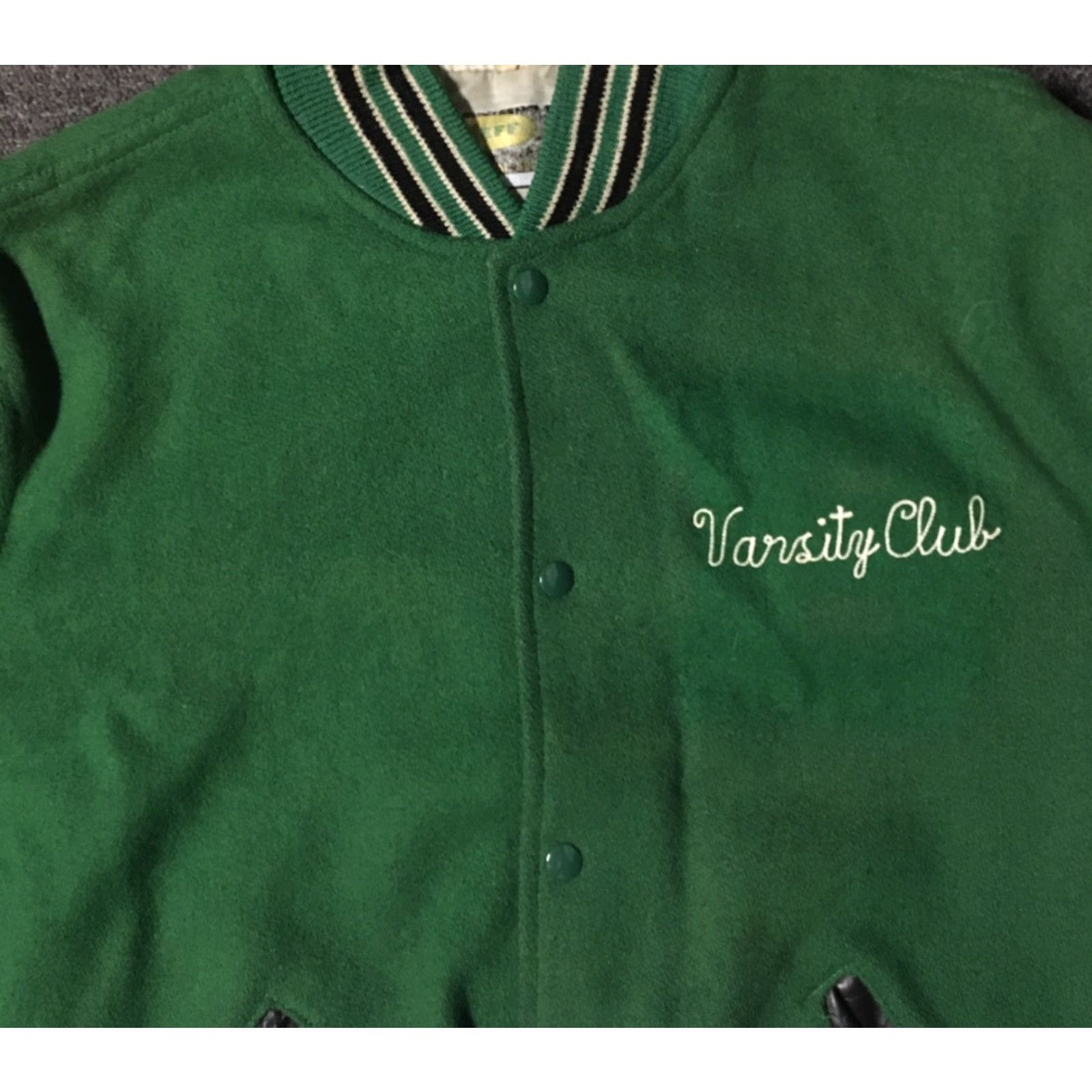 Vintage VINTAGE Neff Varsity Club Jacket XL Green Wool Striped Bomber Men's 70s 80s School Track Football Grunge Cal State USA Size US XL / EU 56 / 4 - 4 Thumbnail