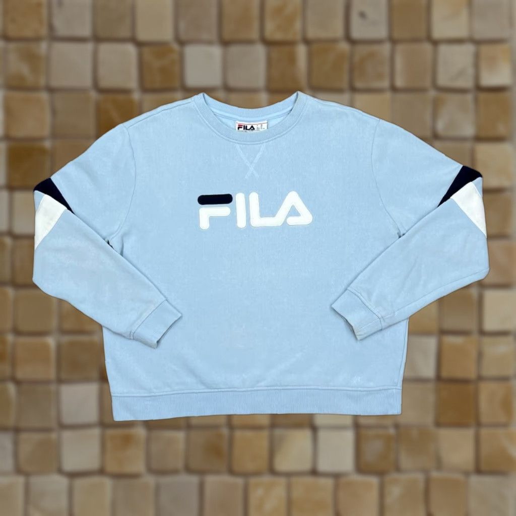 Fila FILA Classic Embroidered Big Logo Spellout Crewneck Sweatshirt Women's XL Blue Size XL / US 12-14 / IT 48-50 - 1 Thumbnail