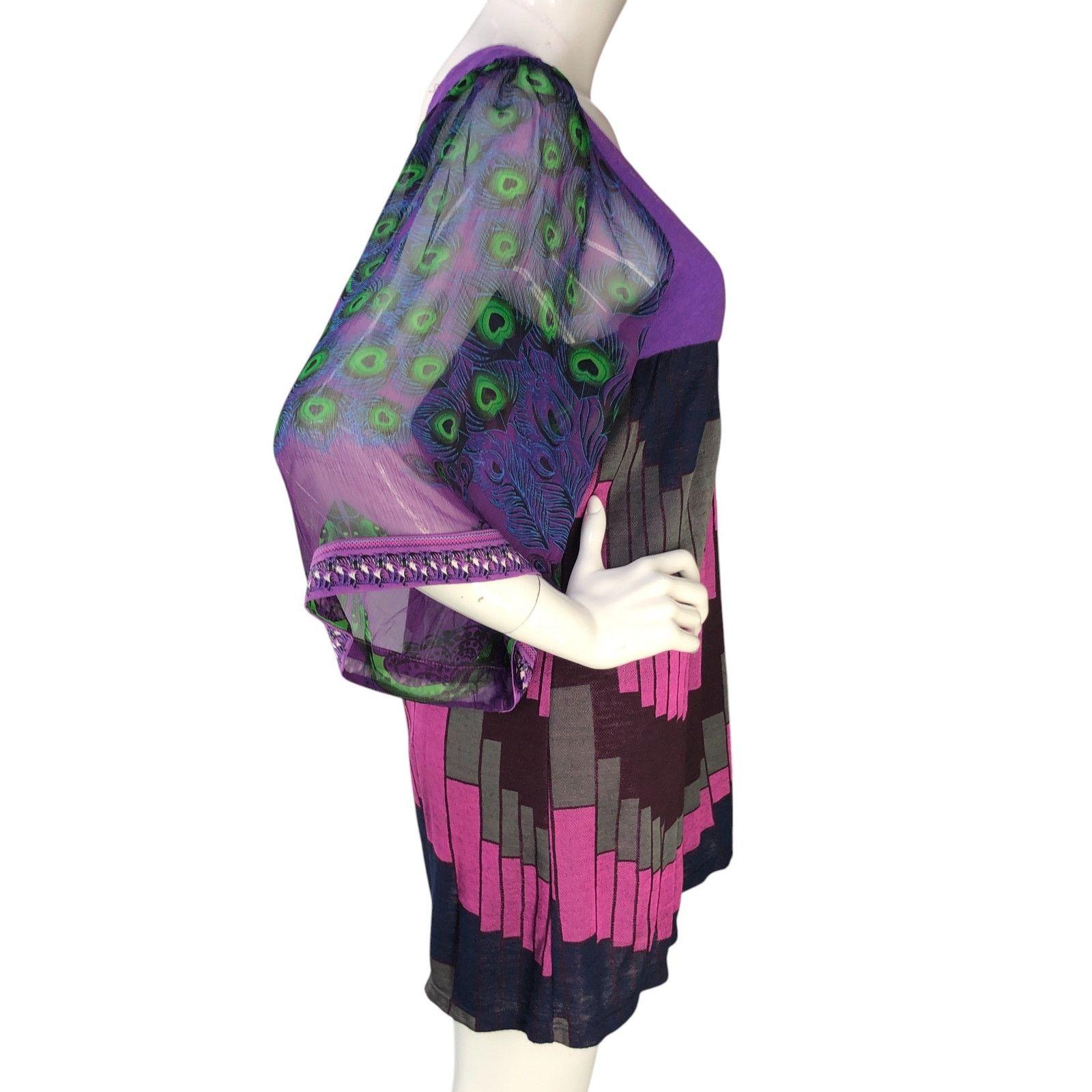 Custo Barcelona Custo Barcelona Size 4 L Dress Peacock Sleeve Kate Pierson Size L / US 10 / IT 46 - 10 Thumbnail