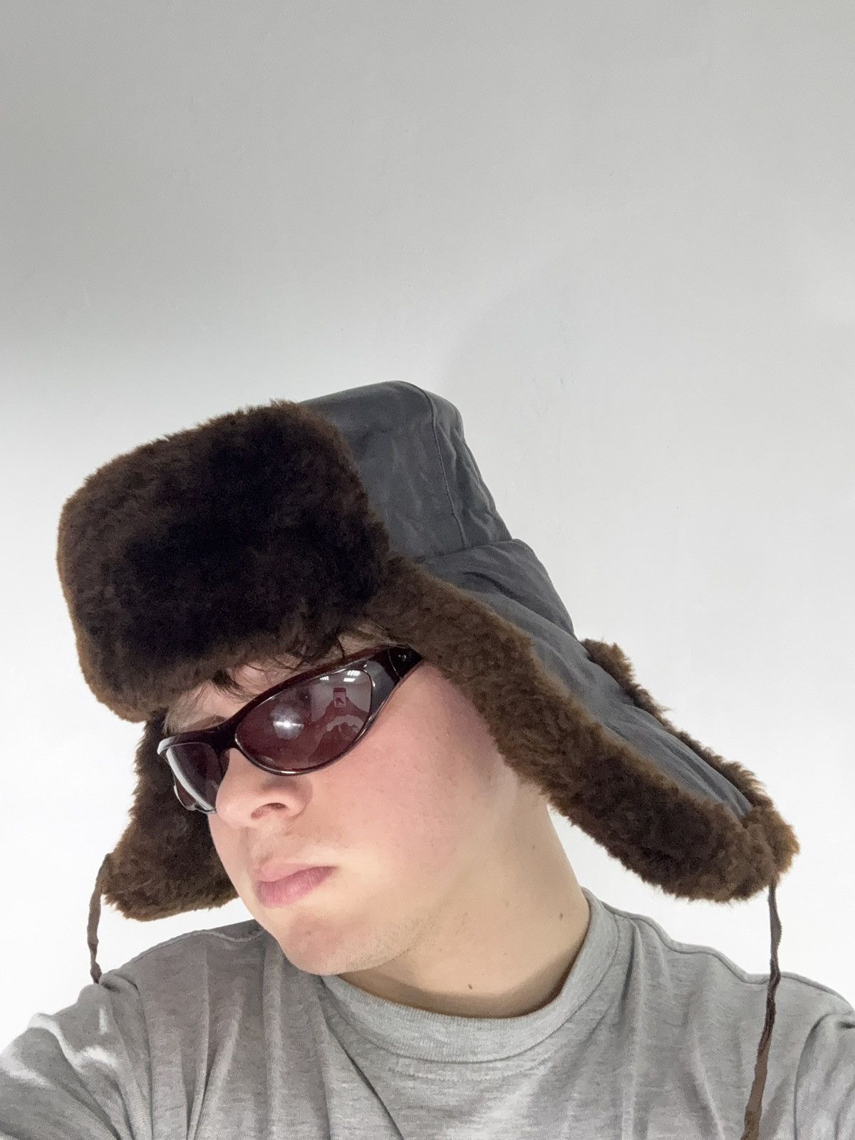 Vintage Vntg 80s Aviator Real Leather / Fur RARE Retro Ushanka Hat Size ONE SIZE - 1 Thumbnail