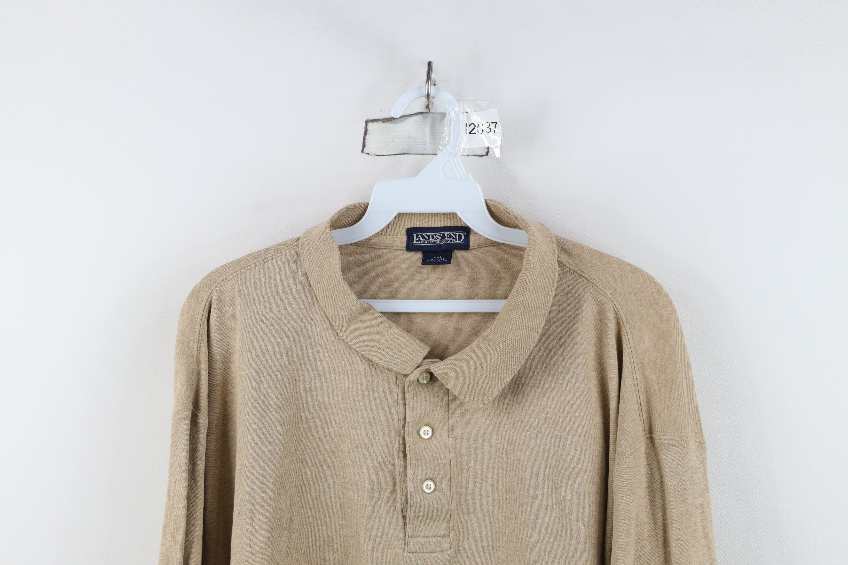 Lands' End Vintage Lands End Cotton Long Sleeve Rugby Polo Shirt Beige Size US XXL / EU 58 / 5 - 2 Thumbnail