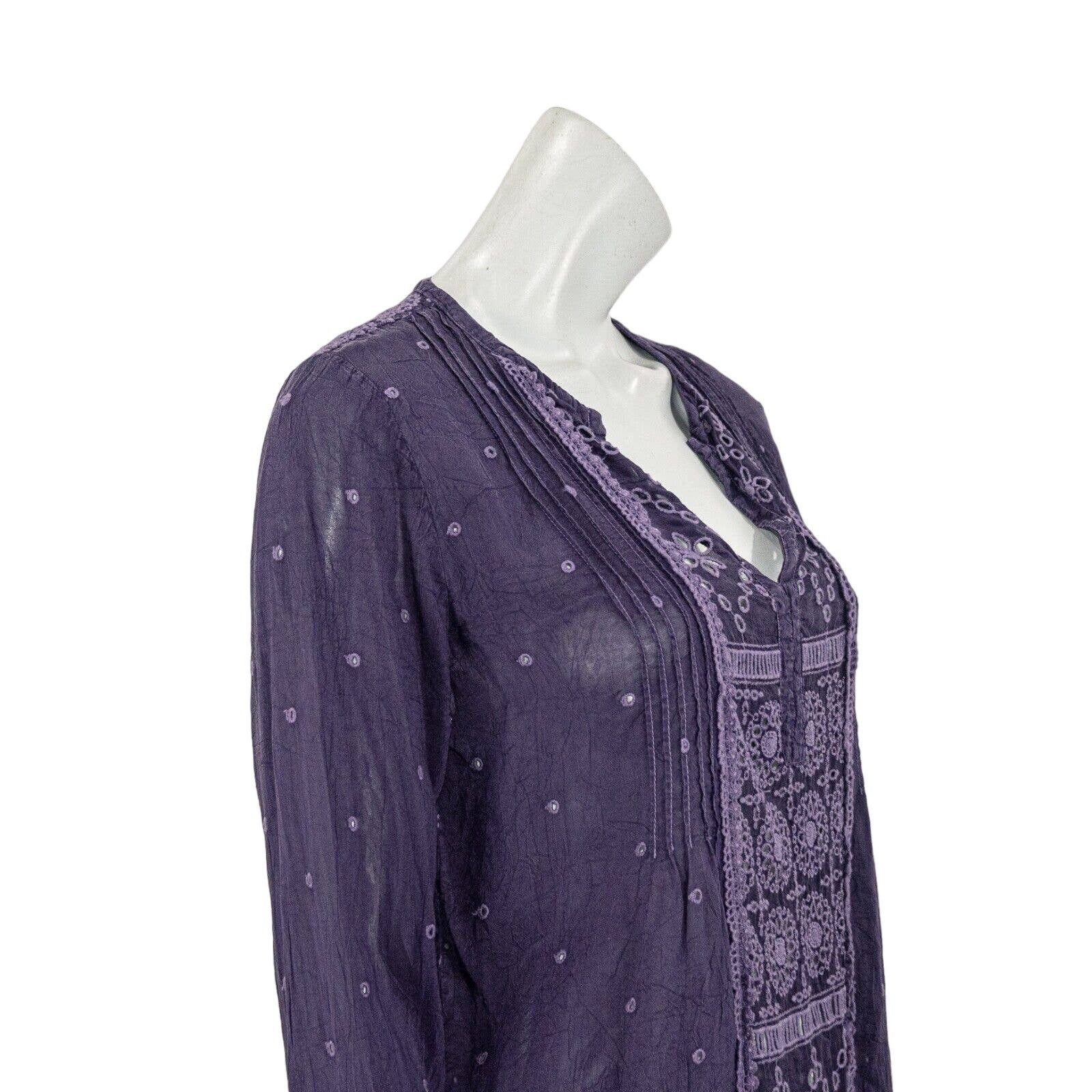 Johnny Was Johnny Was Pullover Blouse Purple Sheer Embroidered sz S Size S / US 4 / IT 40 - 8 Thumbnail