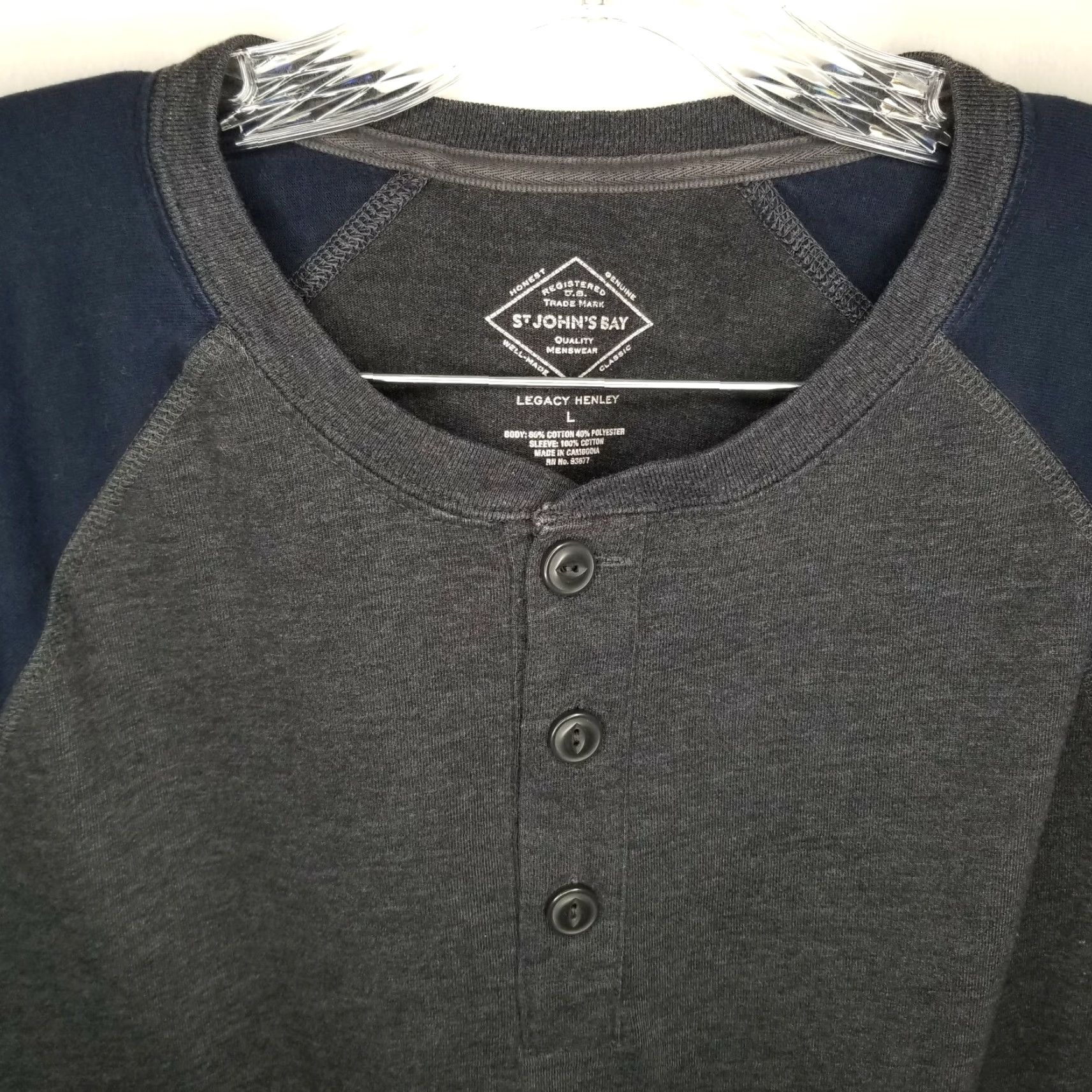 Vintage VINTAGE? (No) St. John's Bay Polo Shirt Men Long Sleeve Size Large Blue Gray 3 Button Shirt Mens L Gray/Blue Size US L / EU 52-54 / 3 - 3 Thumbnail