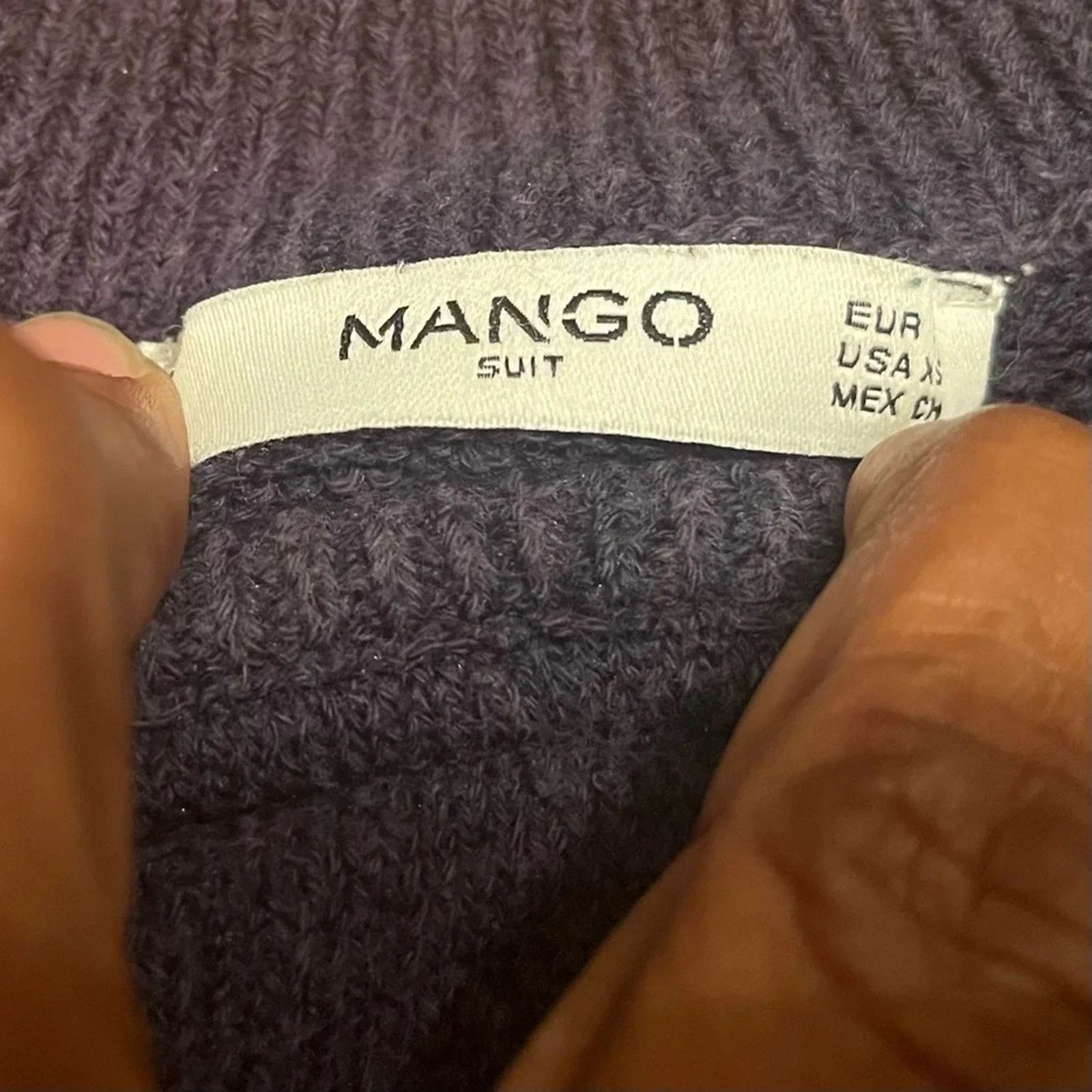 Mango Mango cropped blue sweater with large white polka dot, sz XS Size XS / US 0-2 / IT 36-38 - 2 Thumbnail