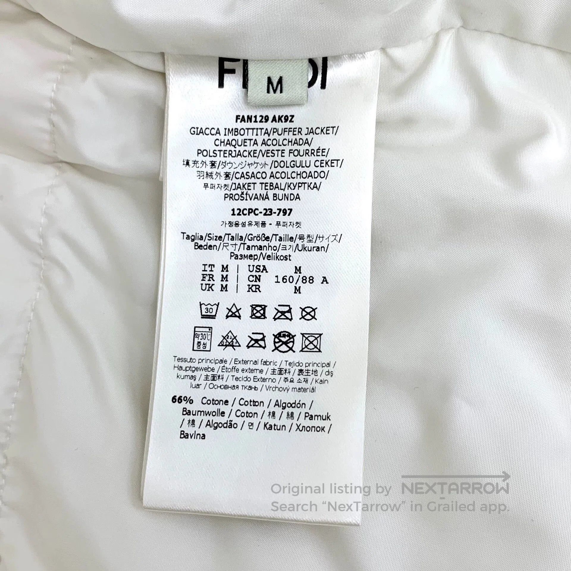 Fendi white logo print hooded long sleeve coat. Size US M / EU 48-50 / 2 - 7 Thumbnail