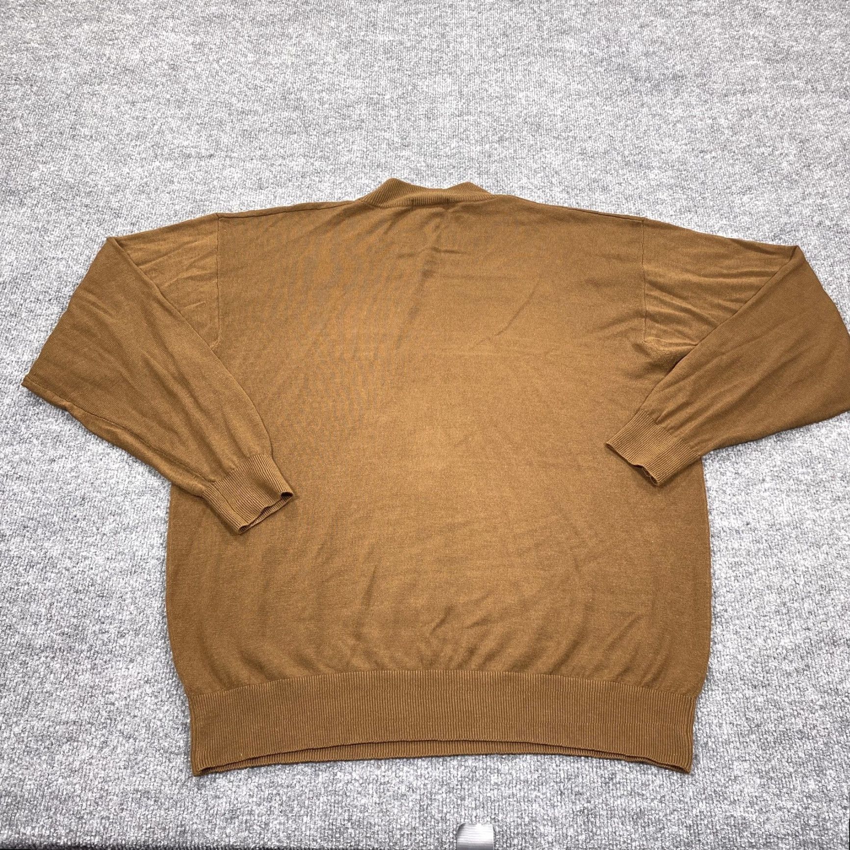 Vintage Va Bene Sweater Pullover Mens XL Brown Mock Neck Silk Cotton Lightweight Size US XL / EU 56 / 4 - 3 Thumbnail