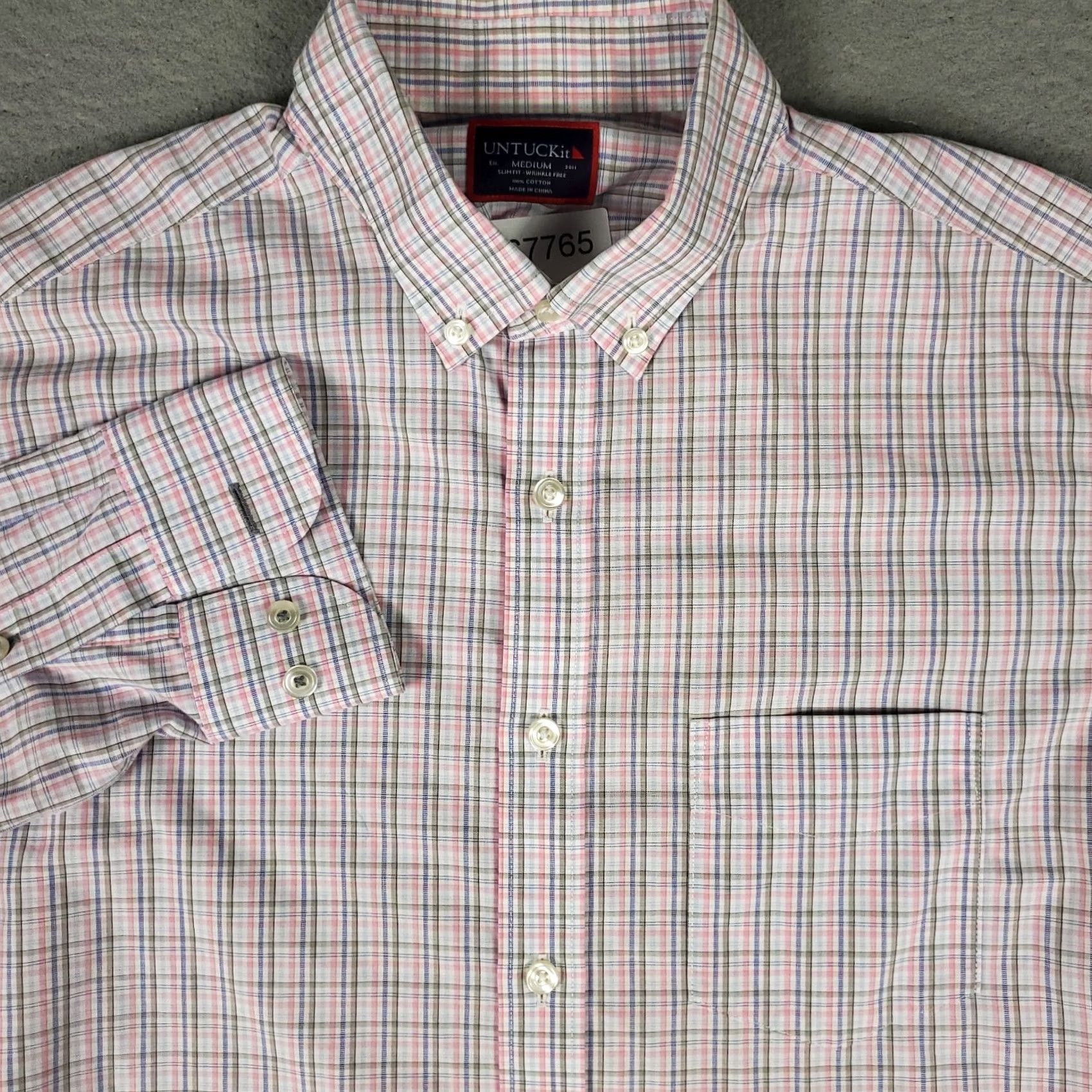 UNTUCKit UNTUCKit Shirt Mens M Blue Pink Plaid Slim Fit Button Up Long Sleeve Size US M / EU 48-50 / 2 - 2 Thumbnail