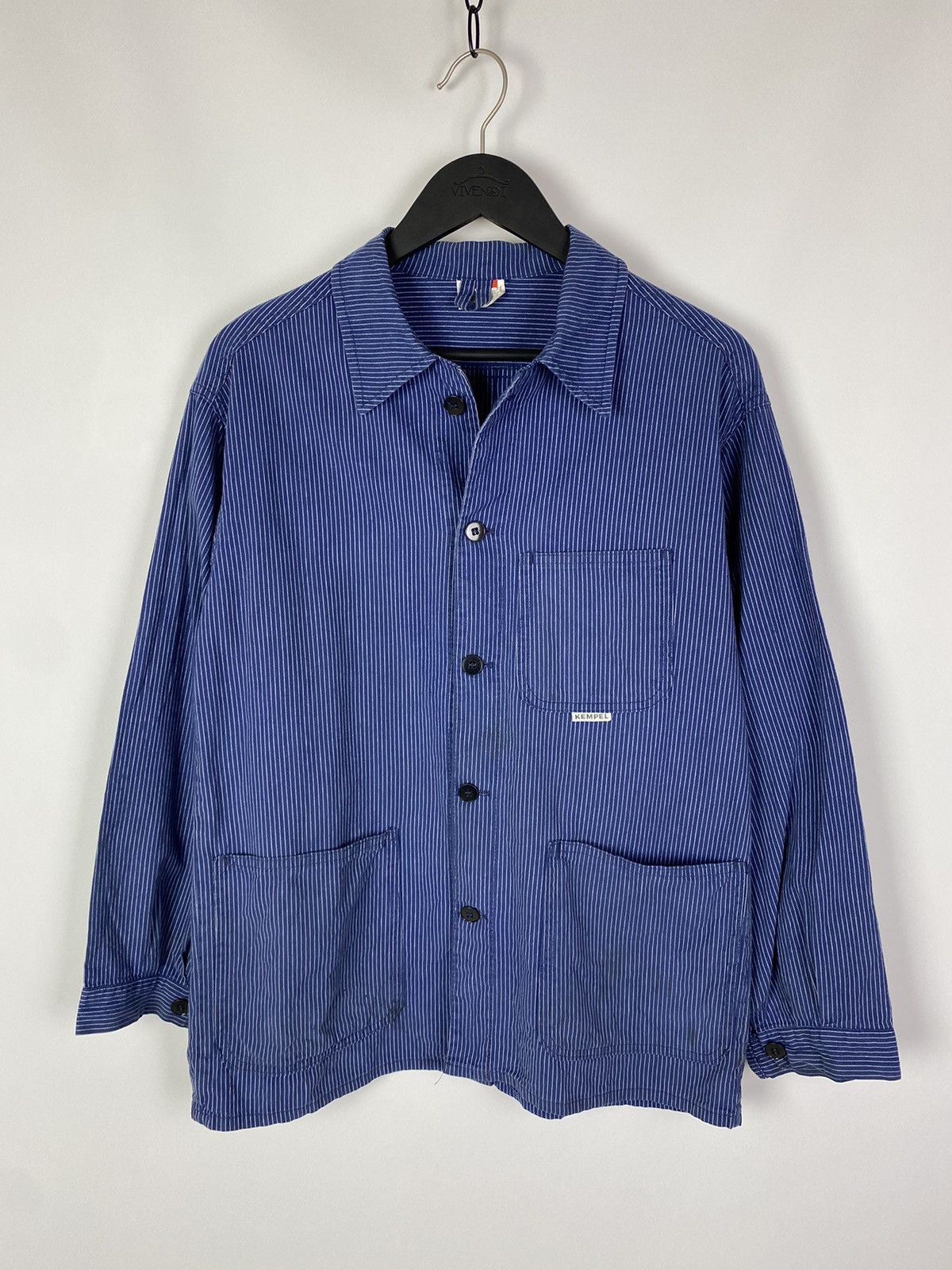 Vintage 90s Vintage Kempel Hickory Stripe Chore Work Over Shirt Size US S / EU 44-46 / 1 - 1 Thumbnail