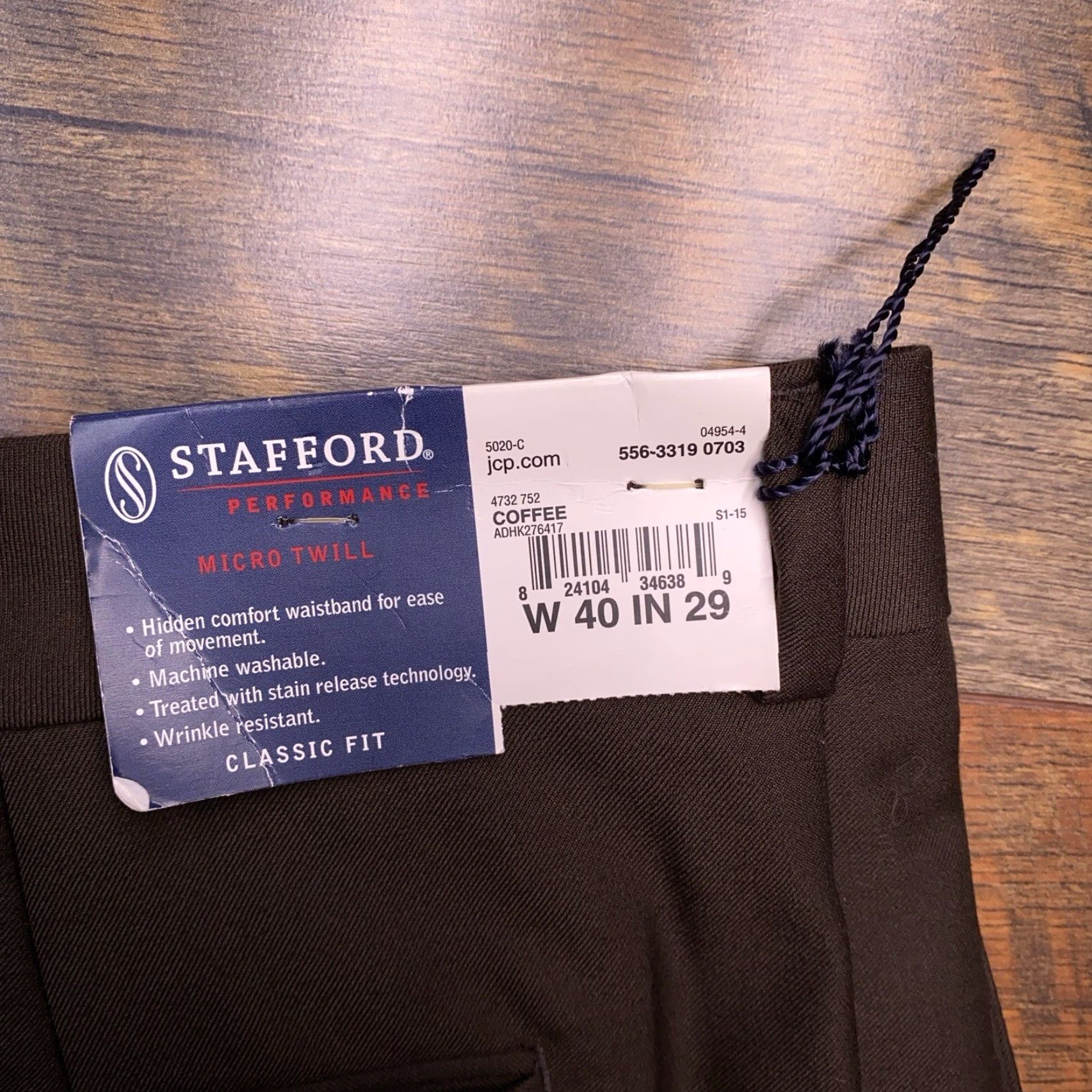 Stafford Stafford Dress Pants Mens 40x29 Brown Micro Twill Classic Straight Fit New Size US 40 / EU 56 - 7 Thumbnail