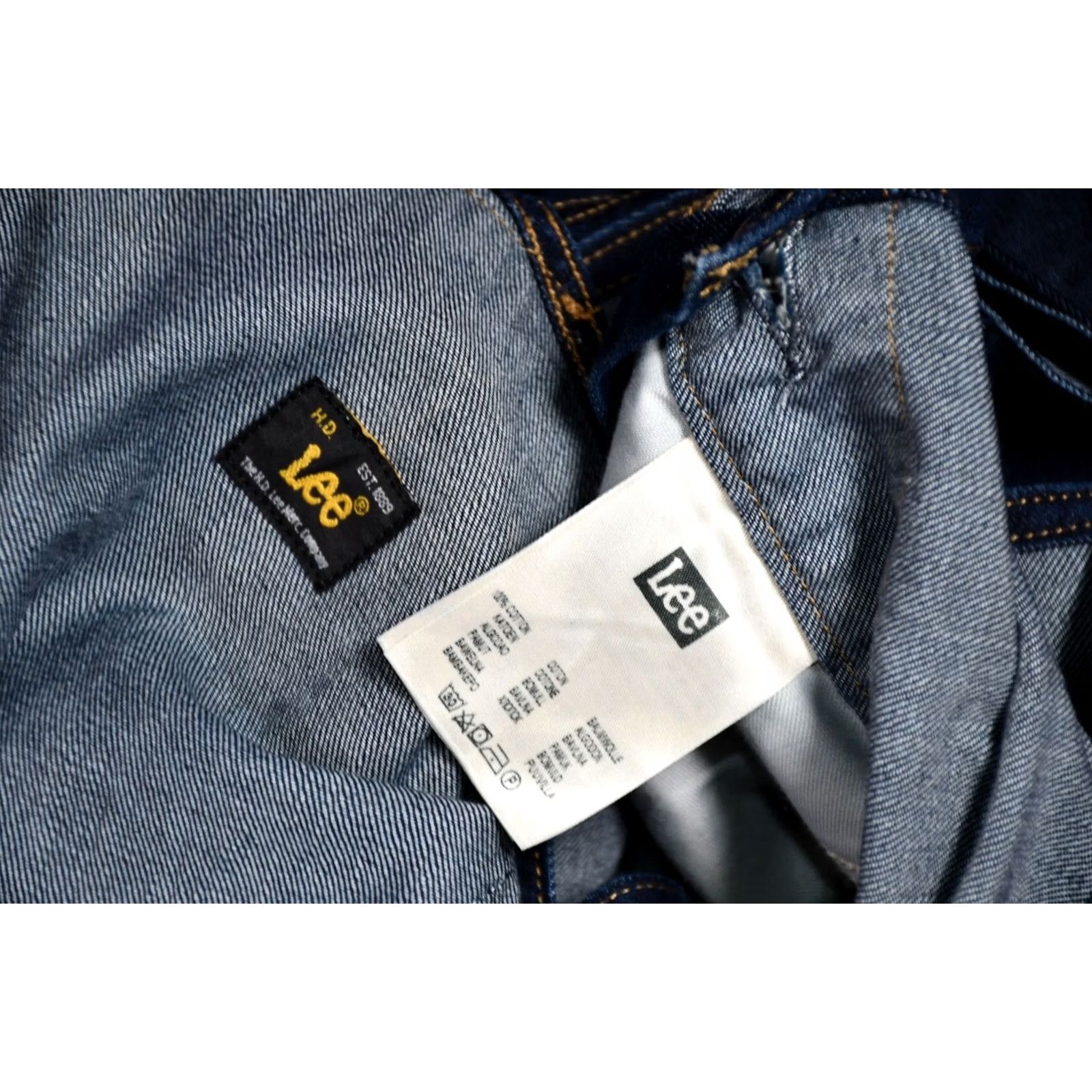 Lee Lee Bib Overalls Shirt Men L Dark Blue Denim Button Fly Pockets 100% Cotton Jeans 80cm Inseam Vintage? Size US 33 - 6 Thumbnail