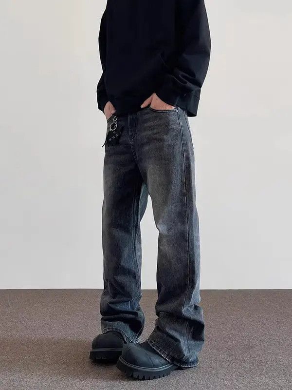 Other High street washed old straight tube micro flared jeans Size US 34 / EU 50 - 4 Thumbnail