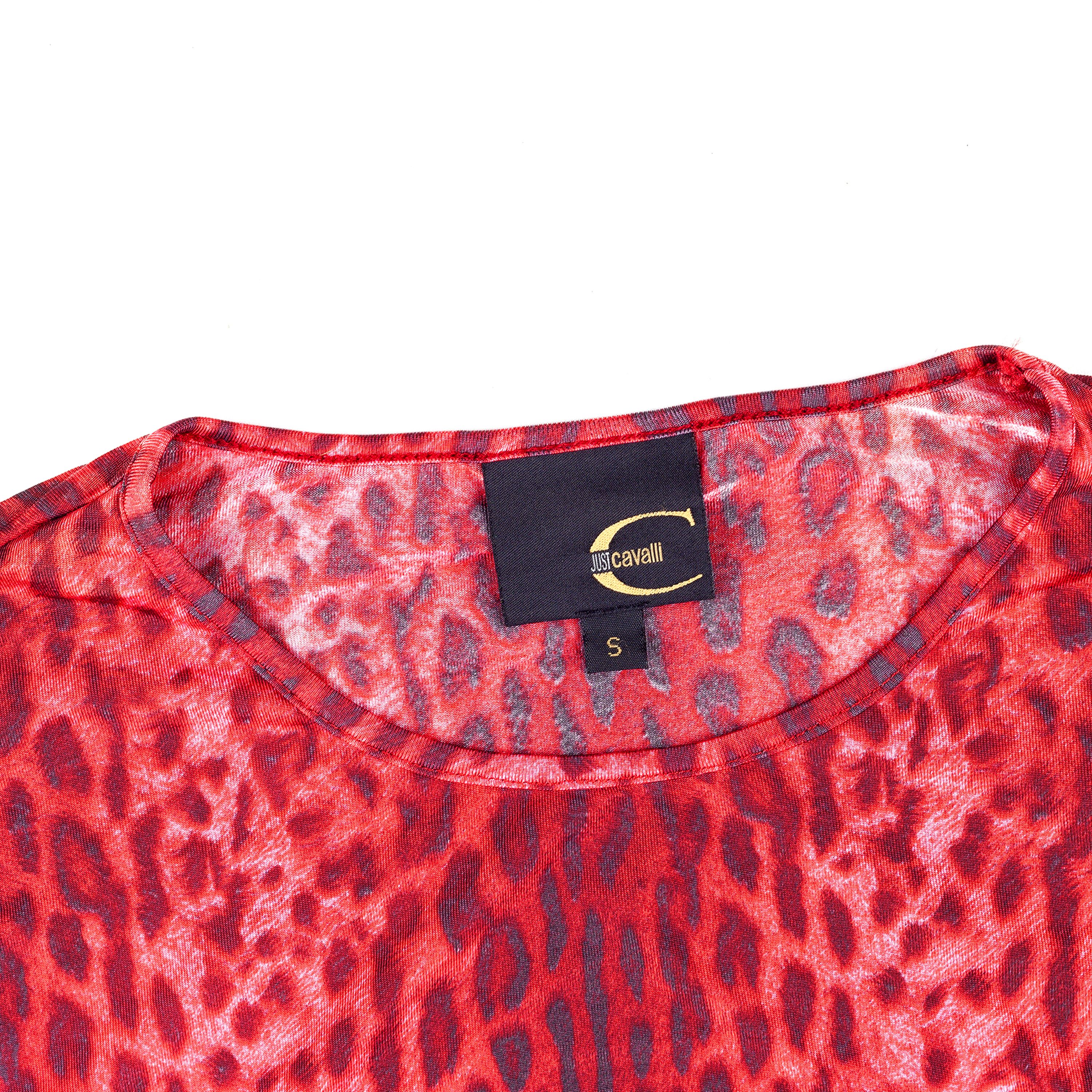 Just Cavalli Just Cavalli Red Cheetah Printed Vintage Top (S) Size S / US 4 / IT 40 - 3 Thumbnail