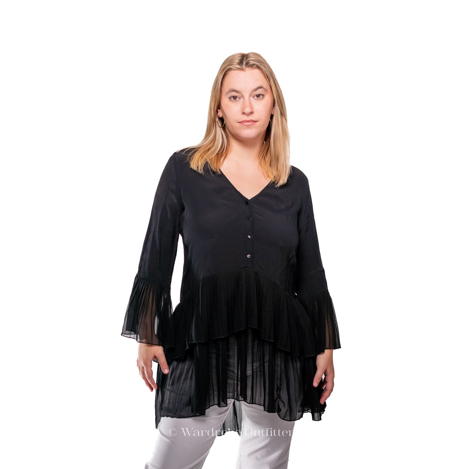 Zara Witchy Black Midi Sheer Sleeve Blouse Size XS / US 0-2 / IT 36-38 - 9 Thumbnail