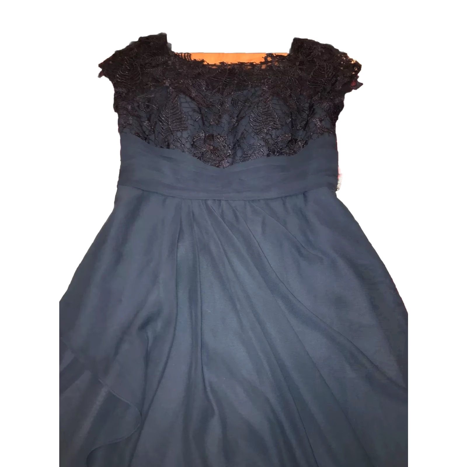 Vintage JJs House Navy Blue Long Draped Maxi Dress Lace Top Short Sleeves NEW SIZE 12 Formal Size XL / US 12-14 / IT 48-50 - 2 Thumbnail