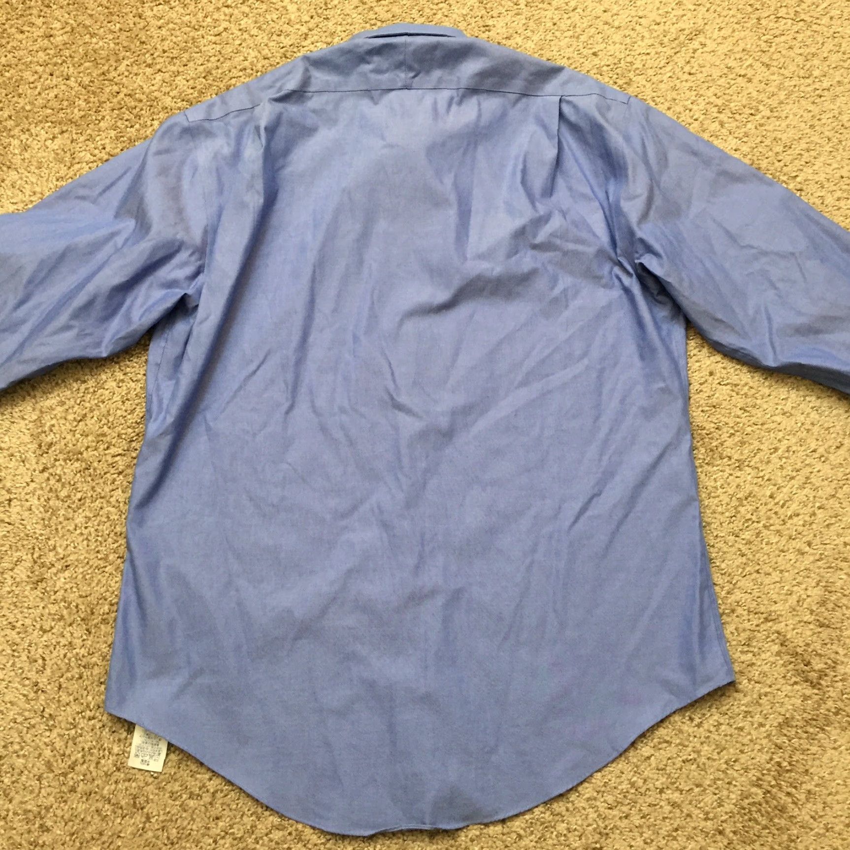 Lands' End Lands End Shirt Mens 16.5 Blue Long Sleeve Button-Front Pinpoint Oxford - Button-Up, Cotton, Collar, Solid, 16.5, Mens Size US XL / EU 56 / 4 - 7 Thumbnail