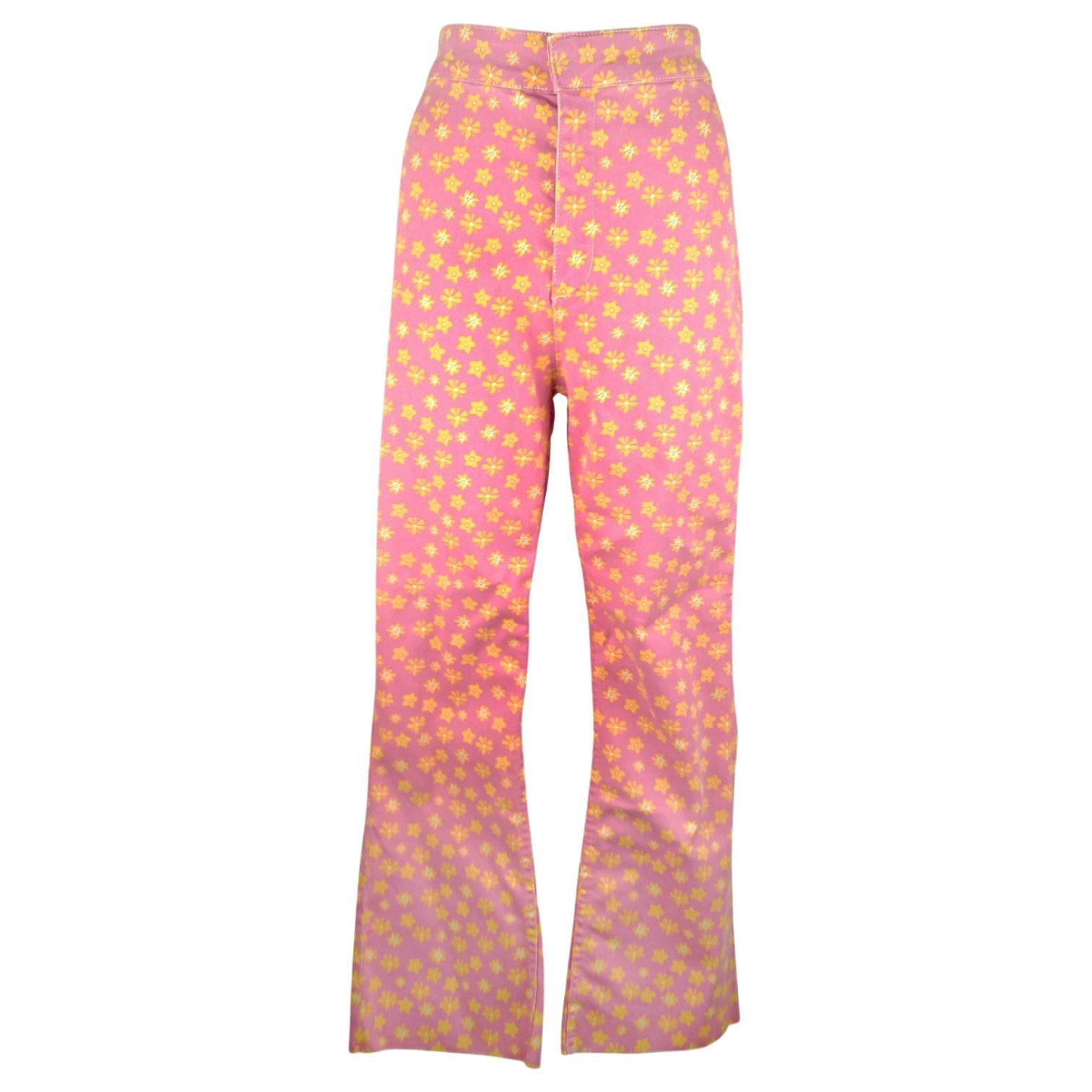 Zara Zara Floral Printed High Rise Flared Crop Jean Sz 12 Flower Size 34" / US 12 / IT 48 - 2 Thumbnail