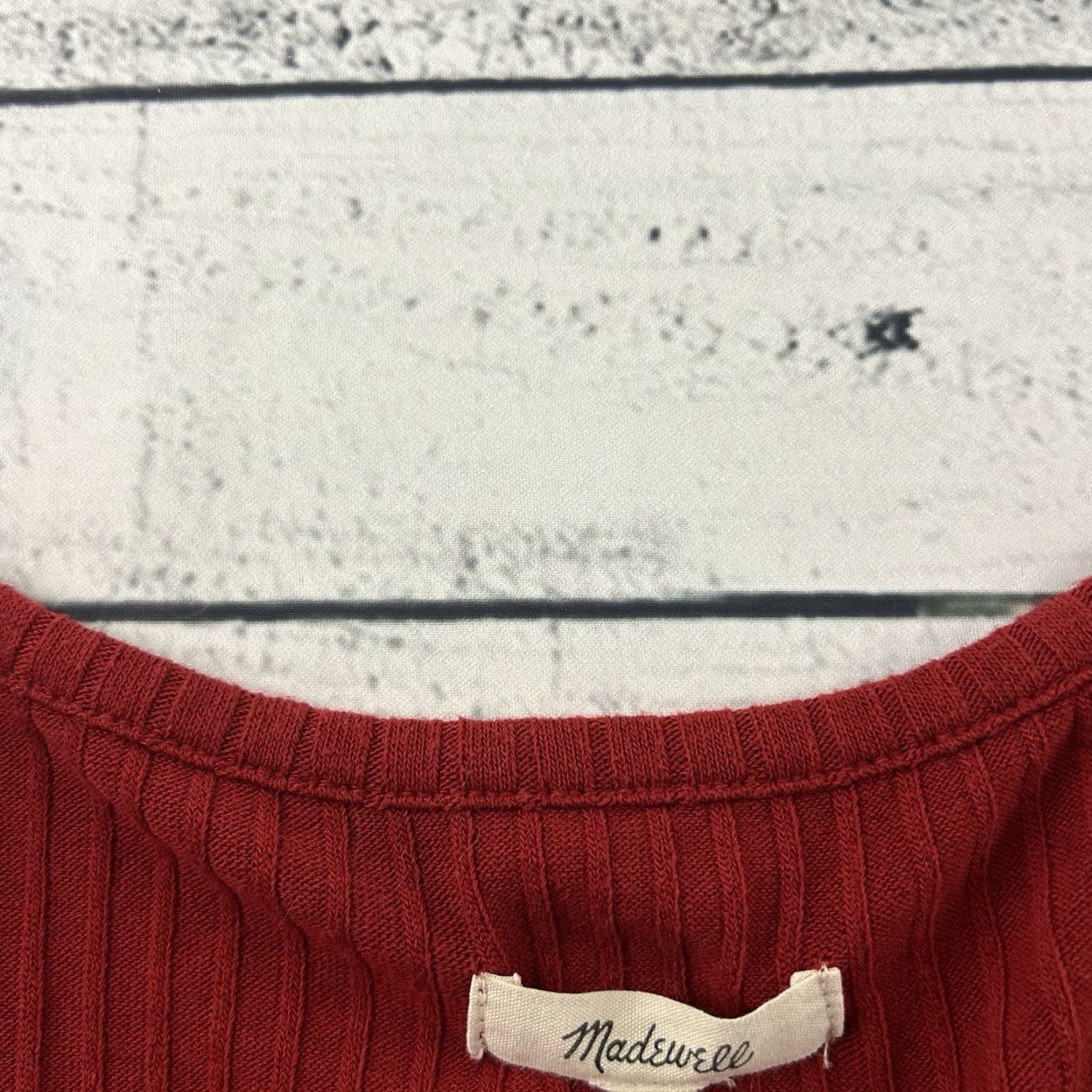 Madewell Madewell Long Sleeve Ribbed Top Women's XS Red Shirt Size XS / US 0-2 / IT 36-38 - 2 Thumbnail