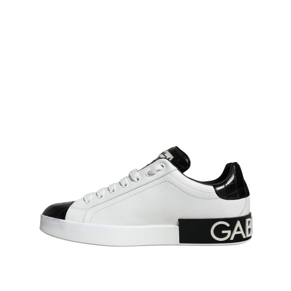Dolce & Gabbana Dolce & Gabbana Black Leather Logo Portofino Sneaker Shoes Size US 7 / EU 40 - 5 Thumbnail