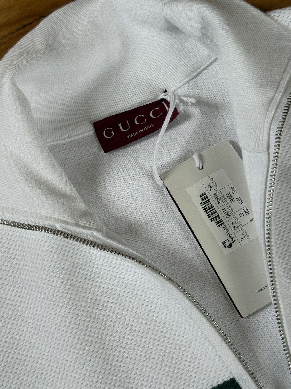 Gucci Gucci Waffle Knit Track Jacket with Web Size US M / EU 48-50 / 2 - 3 Thumbnail