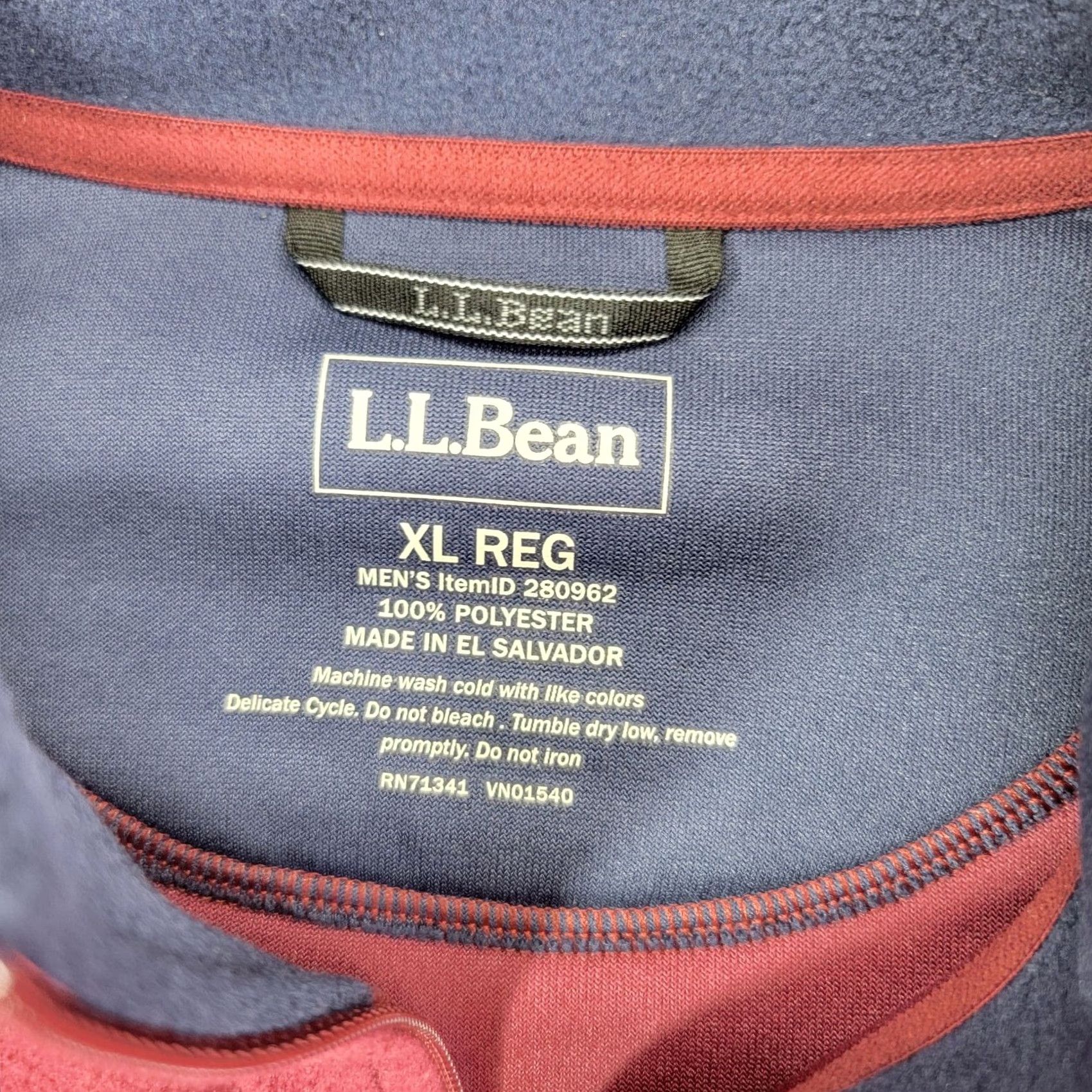 Vintage LL Bean Fleece Sweater Men's XL 1/4 Zip Pullover Hiking burgundy Red 90s Classic Outdoor Mens Size US XL / EU 56 / 4 - 3 Thumbnail