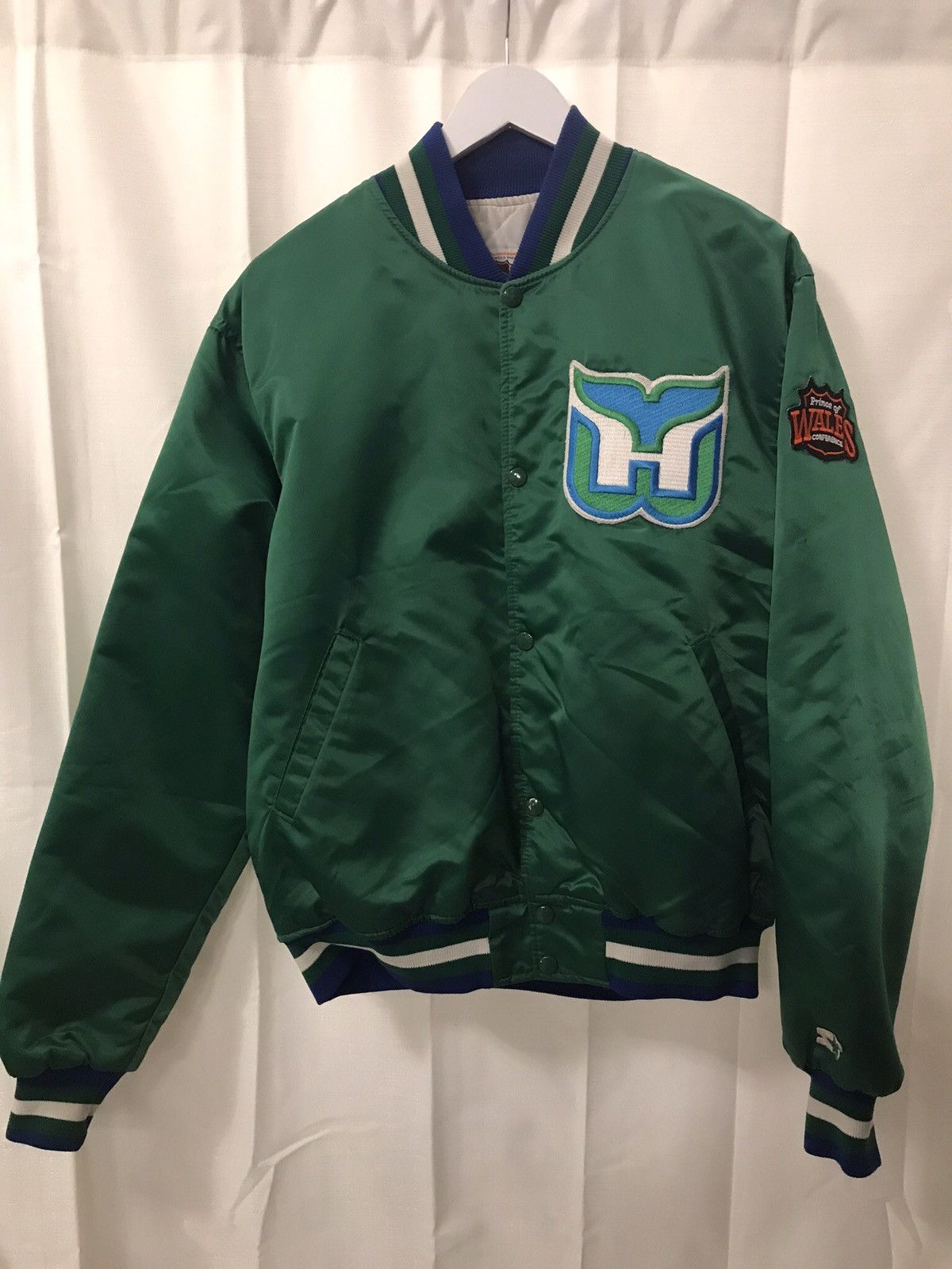 NHL × Starter × Vintage Rare Vintage 90s Hartford Whalers satin jacket Size US L / EU 52-54 / 3 - 10 Thumbnail