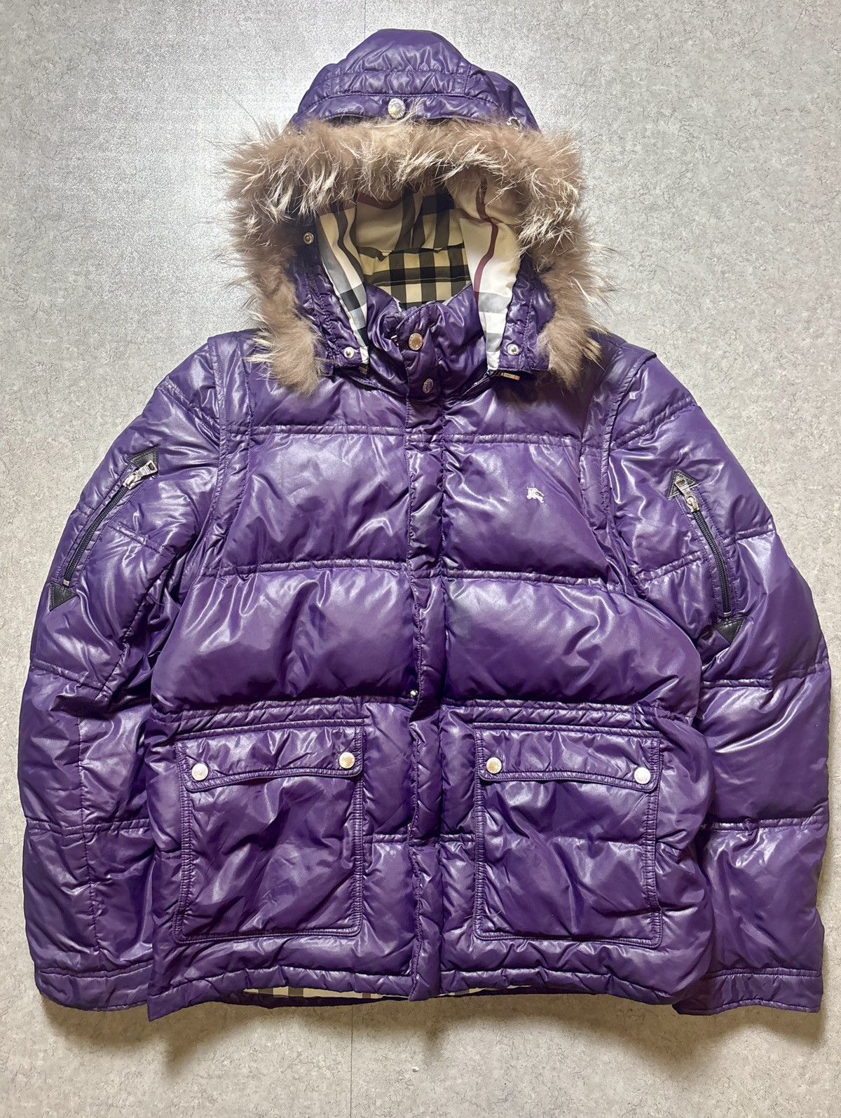 Burberry Burberry black label fur puffer jacket nova purple Size US L / EU 52-54 / 3 - 1 Thumbnail