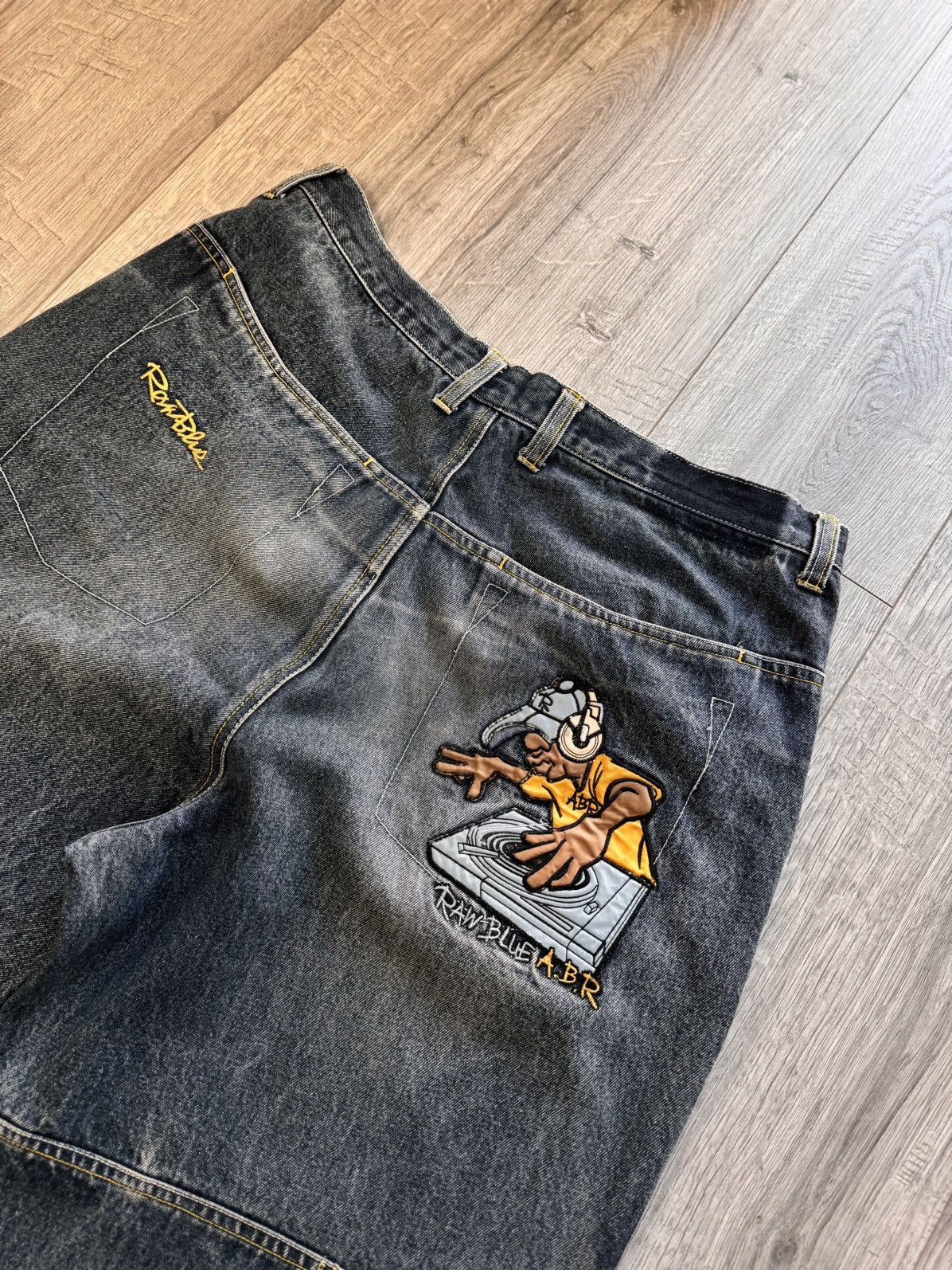 JNCO VINTAGE Y2K RAW BLUE BAGGY CYBER WING DENIM SEQUIN JEANS 36 Size US 36 / EU 52 - 9 Thumbnail