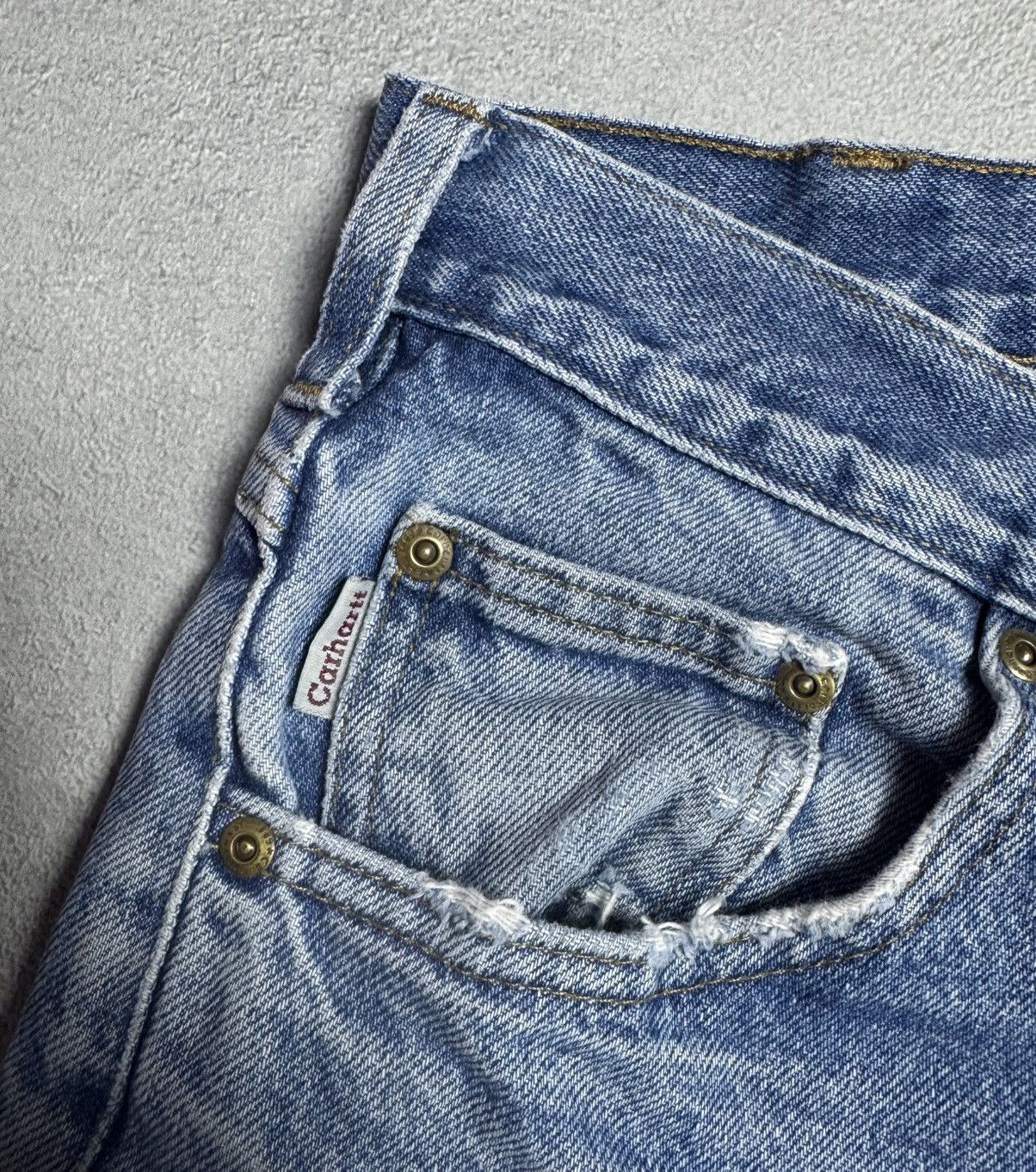 Carhartt 1990s Carhartt B 18 DST Vintage Straight Denim Jeans Size US 36 / EU 52 - 13 Thumbnail