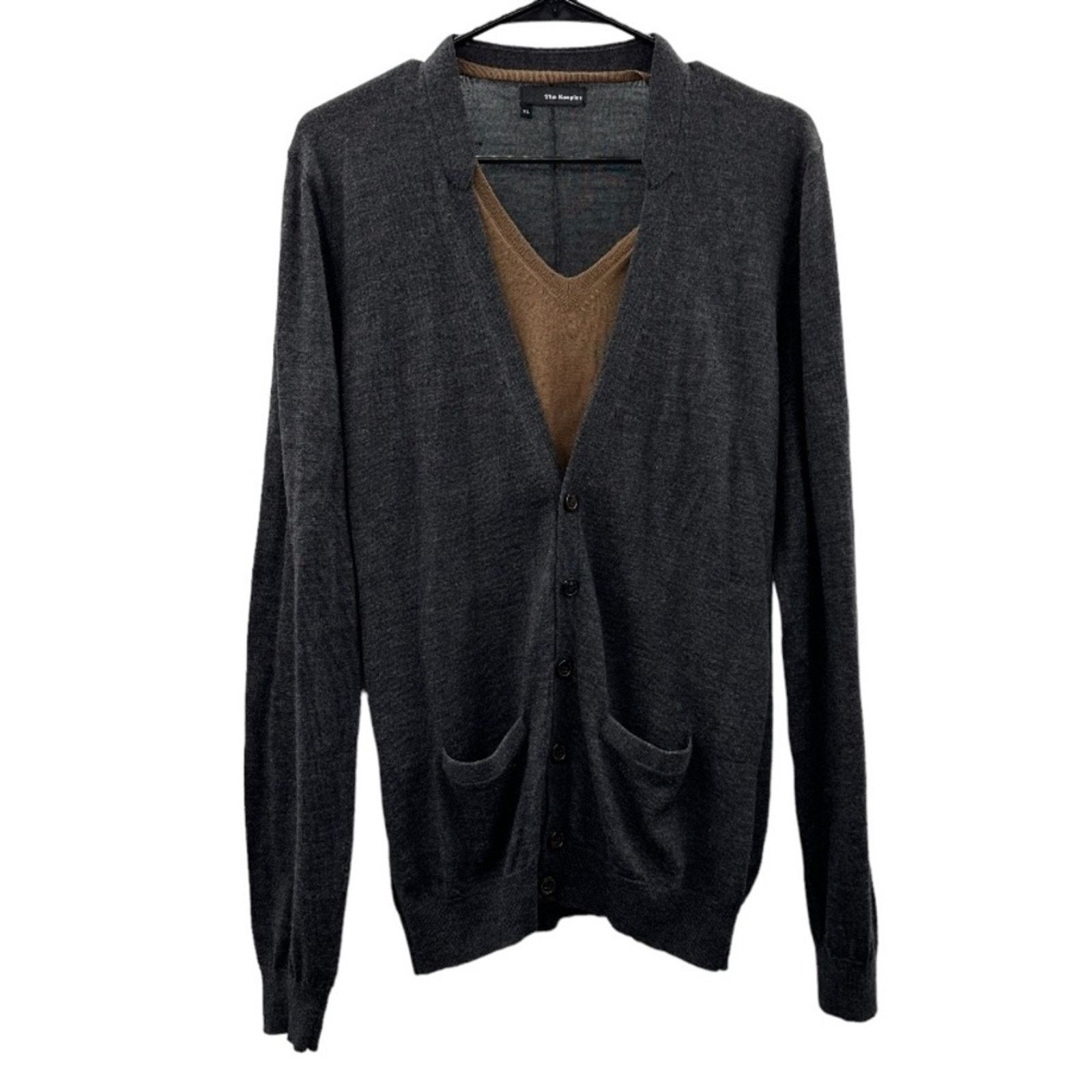 The Kooples The Kooples Wool Gray & Tan Long Sleeve Cardigan Sweater Size XL / US 12-14 / IT 48-50 - 1 Thumbnail