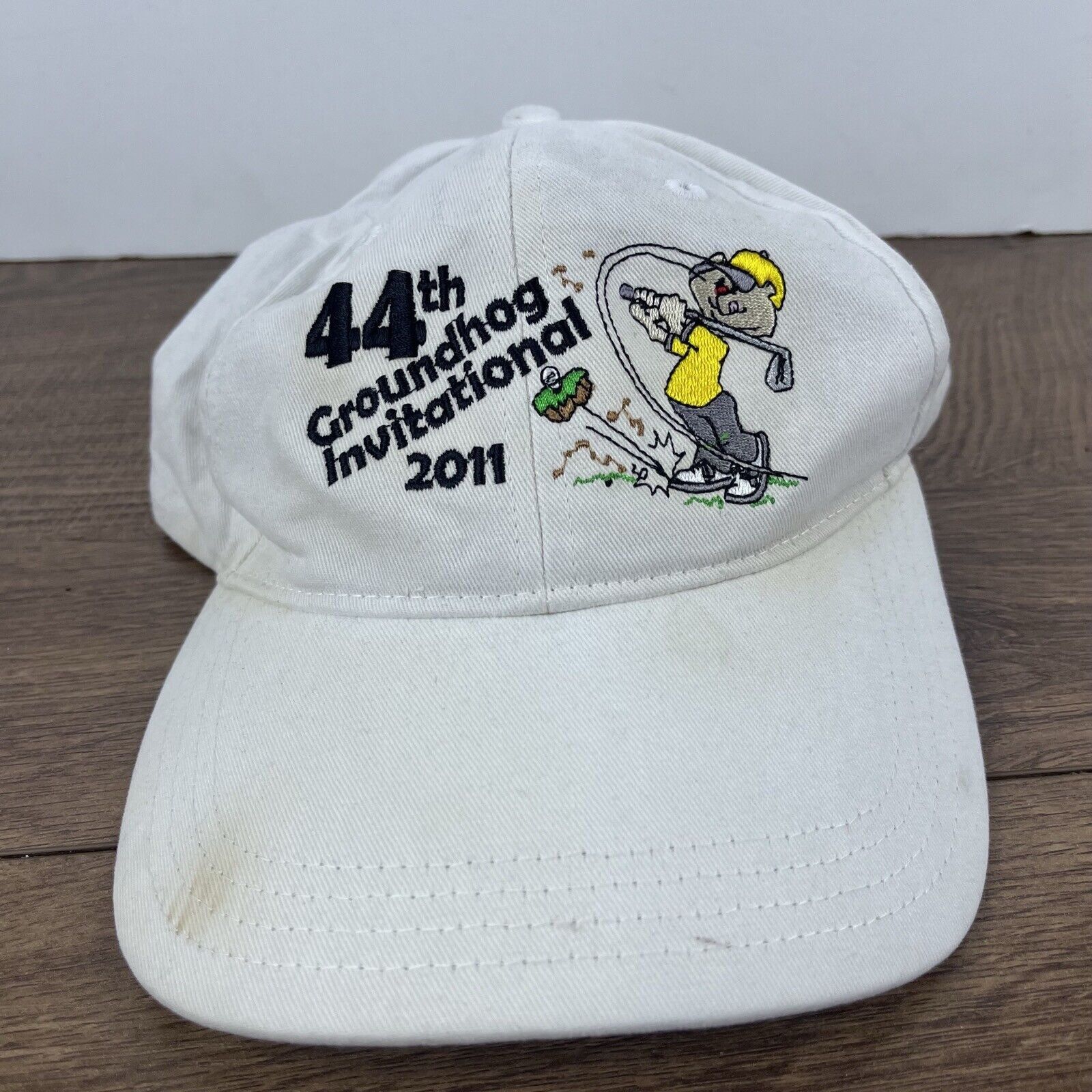 Other 44th Groundhog Invitational Adjustable Hat 2011 White Hat Ad Size ONE SIZE - 5 Thumbnail