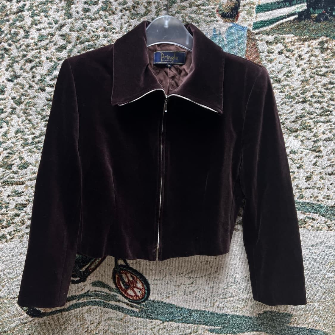 Japanese Brand PRINGLE velvet cropped jacket Purple Size S / US 4 / IT 40 - 1 Thumbnail