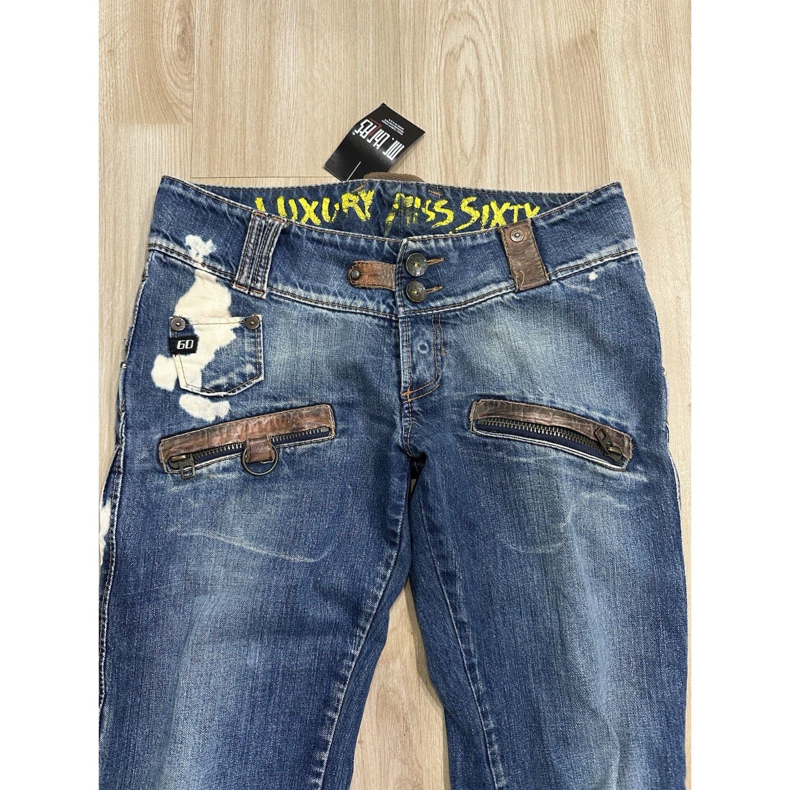 Miss Sixty Vintage Y2K Miss Sixty Jeans! Rare Find Leather Zip Size 29 Size 29" - 2 Thumbnail