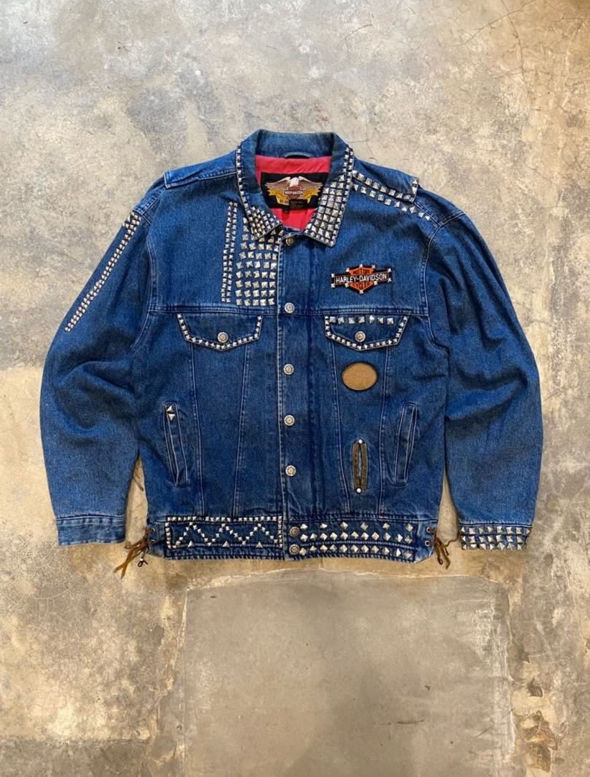 Vintage Harley Davidson Studded Denim Jacket