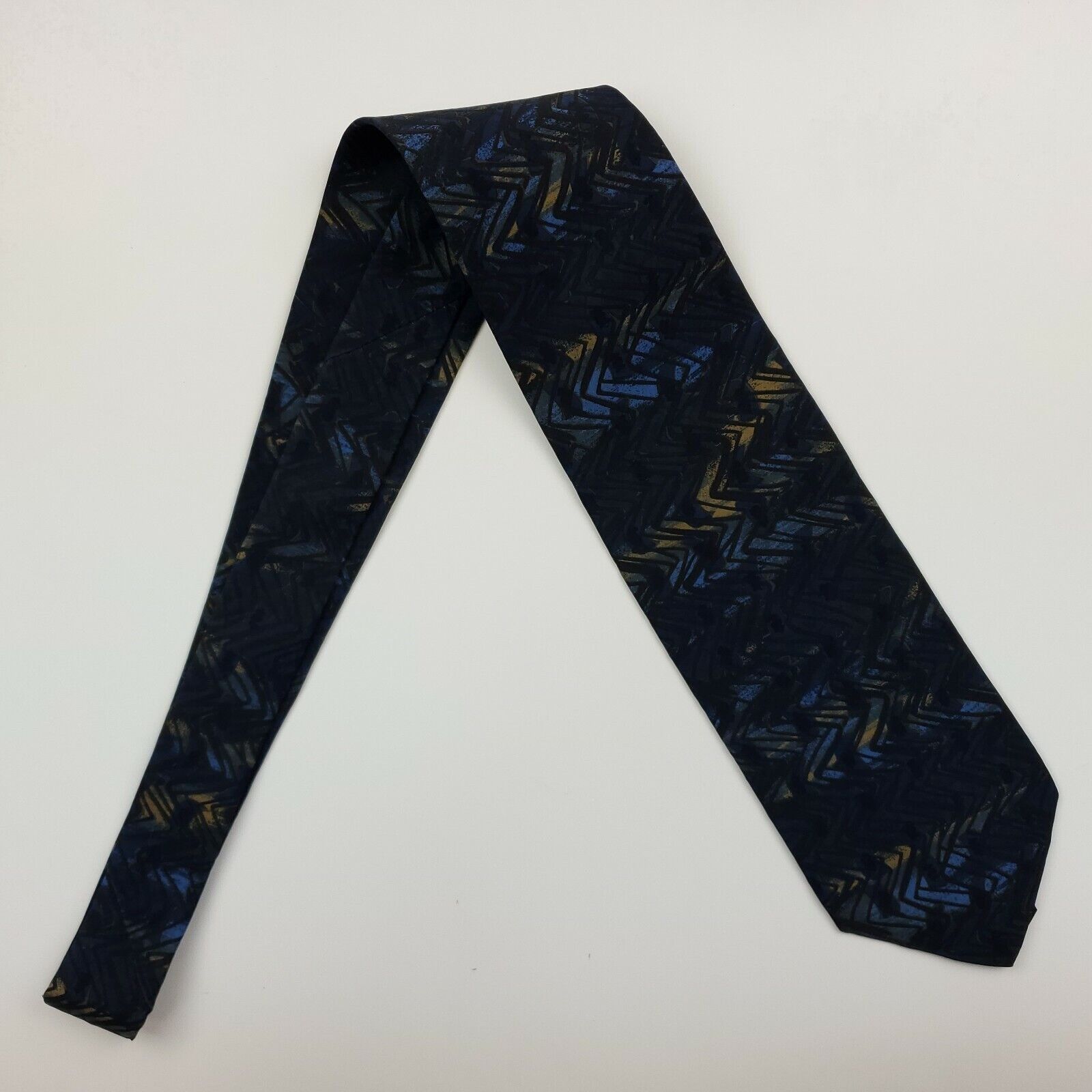 Vintage Geoffrey Beene Blue Abstract Silk Tie Short Size ONE SIZE - 6 Thumbnail