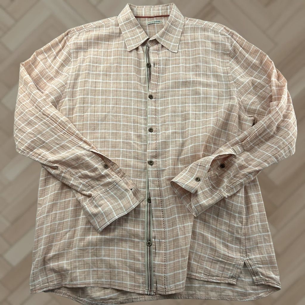 Carbon2Cobalt VINTAGE Carbon 2 Cobalt Shirt Plaid Button-Up Long Sleeve Mens 2XL Orange Linen Blend Size US XXL / EU 58 / 5 - 1 Thumbnail