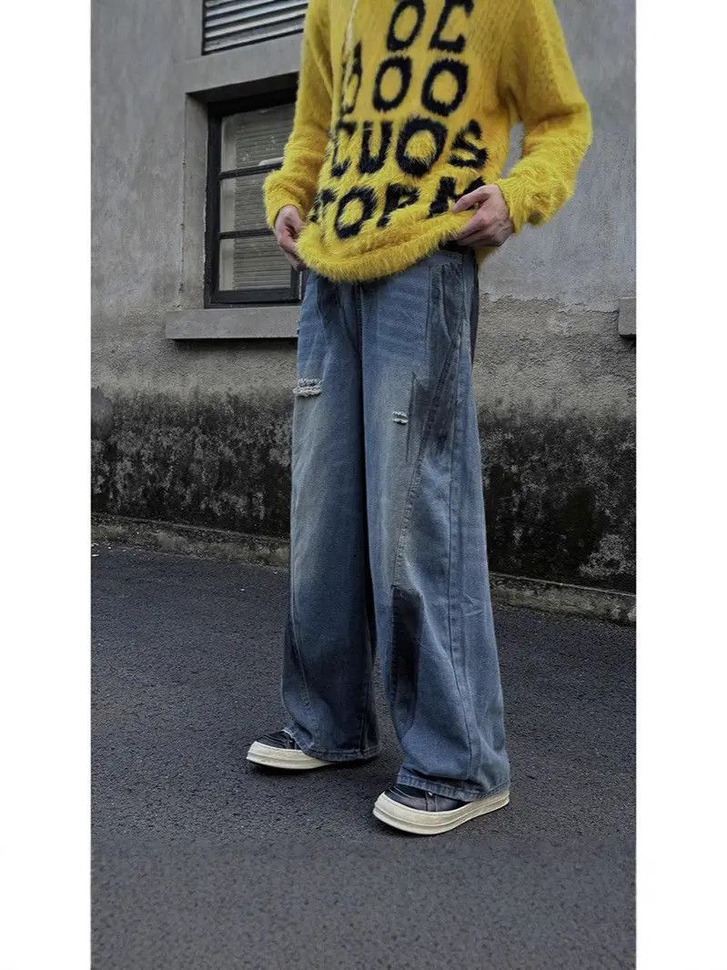 Japanese Brand × Jean Retro loose splashed ink ripped jeans Size US 32 / EU 48 - 1 Thumbnail