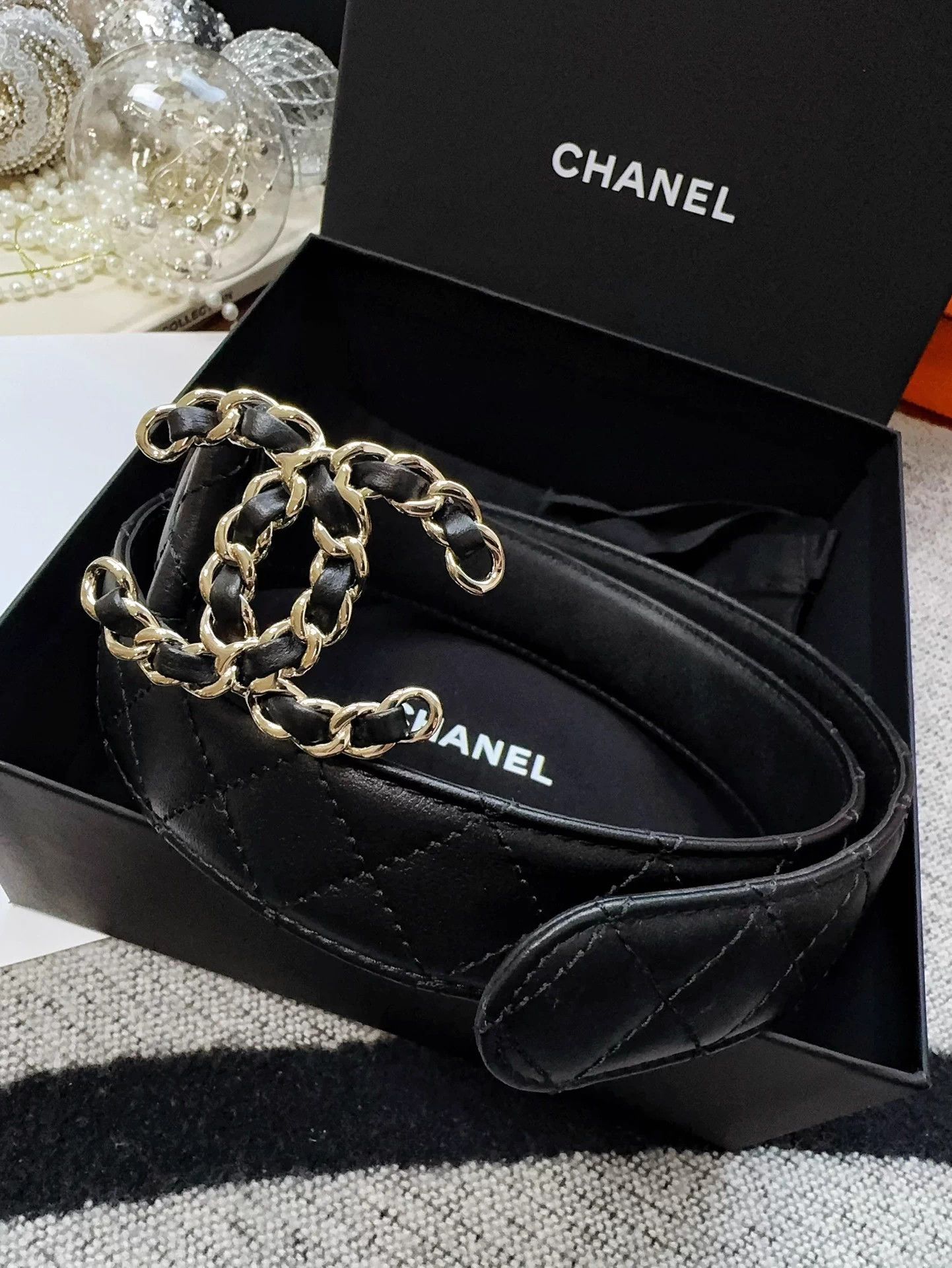 Chanel Chanel Classic Black Quilted Leather Chain CC Belt 80/32 Size ONE SIZE - 1 Thumbnail