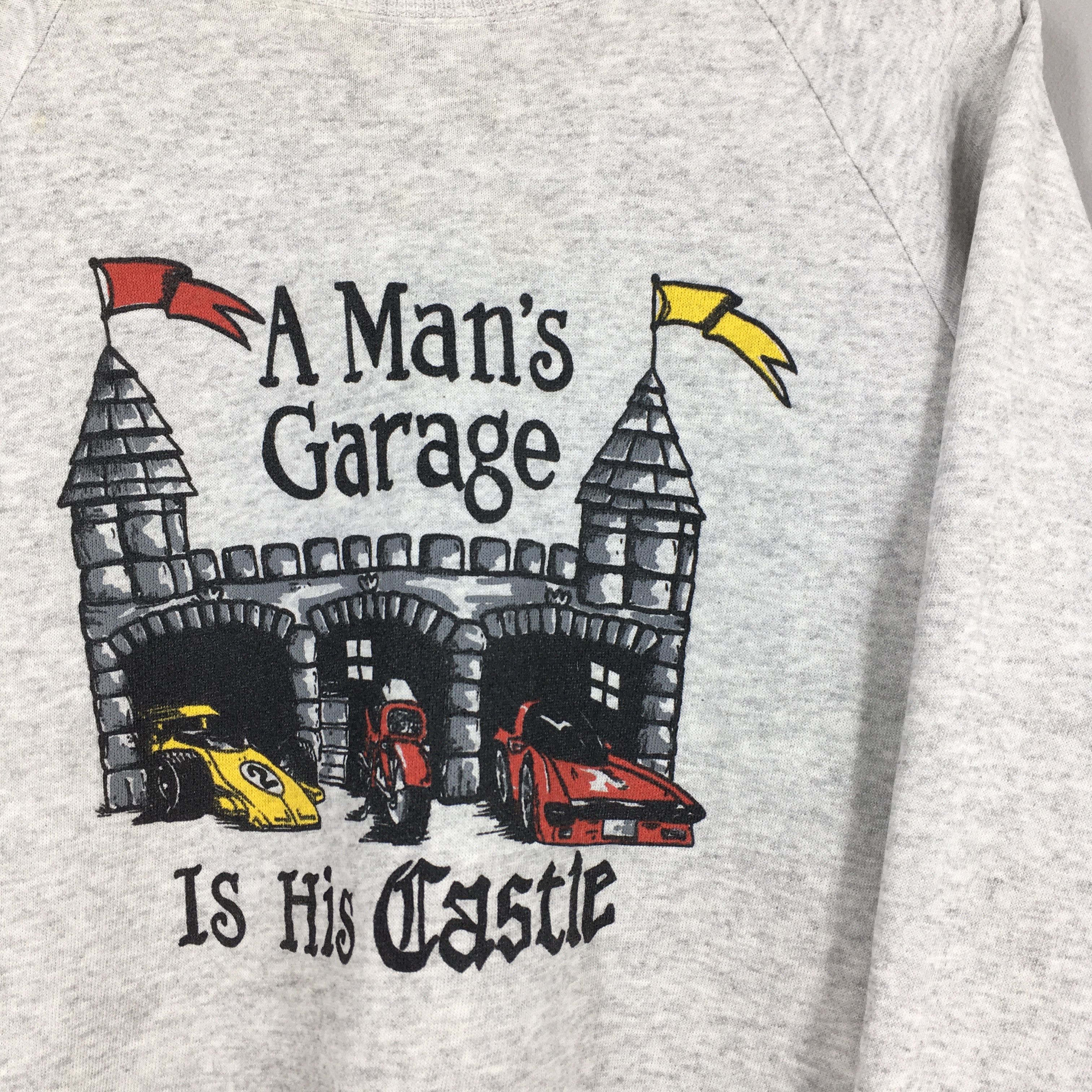Russell Athletic Vintage Motor Sports Man Garage Vehicles Gray Sweatshirt XL Size US XL / EU 56 / 4 - 2 Thumbnail