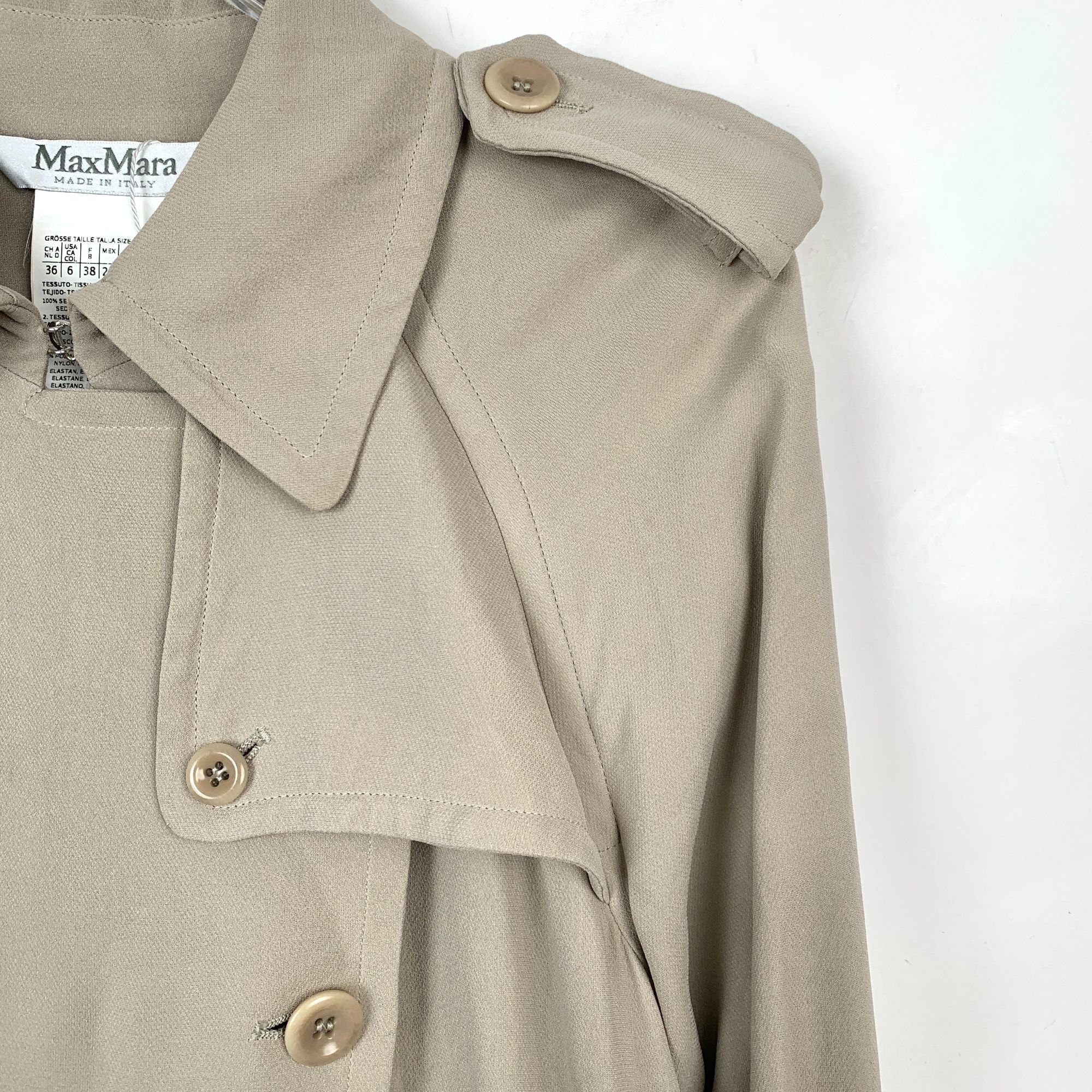 Max Mara Maxmara Khaki Double-Breasted Belted Long-Sleeve Dress (Size Size M / US 6-8 / IT 42-44 - 8 Thumbnail
