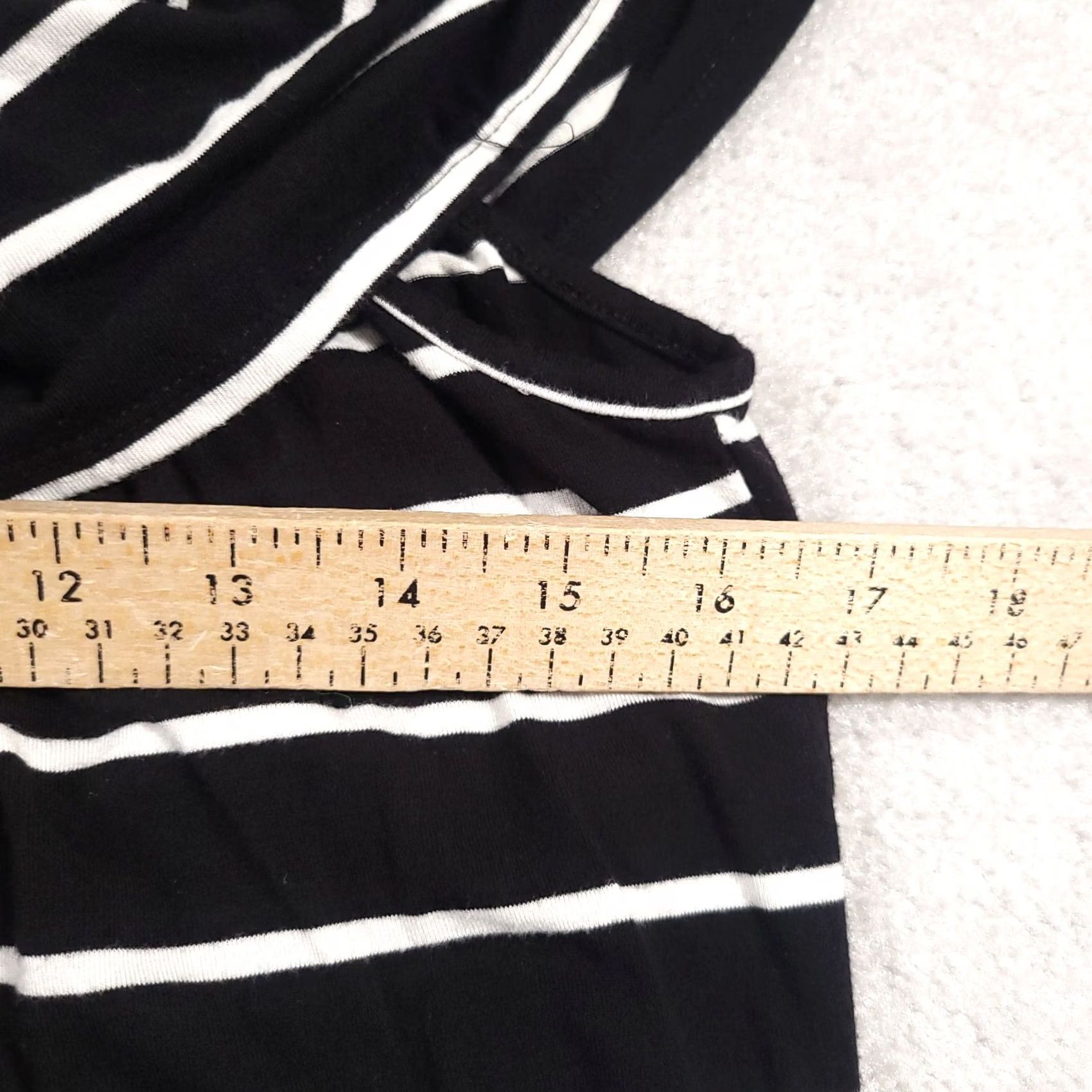 Vintage Cupio Dress Women's Medium Black White Stripe Sleeveless Ruffle Shoulder Short Size 32" / US 10 / IT 46 - 5 Thumbnail